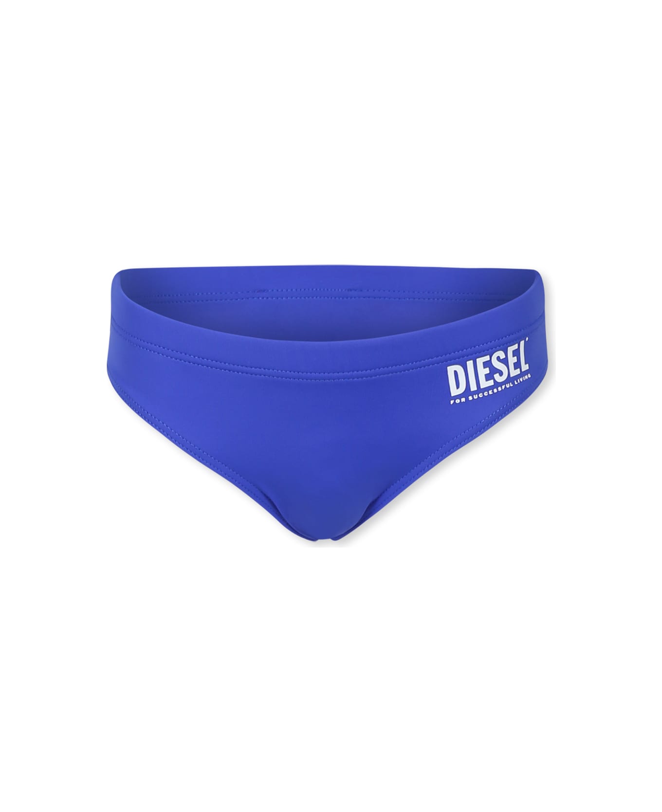 Diesel Blue Swim Briefs For Boy With Logo - Blue