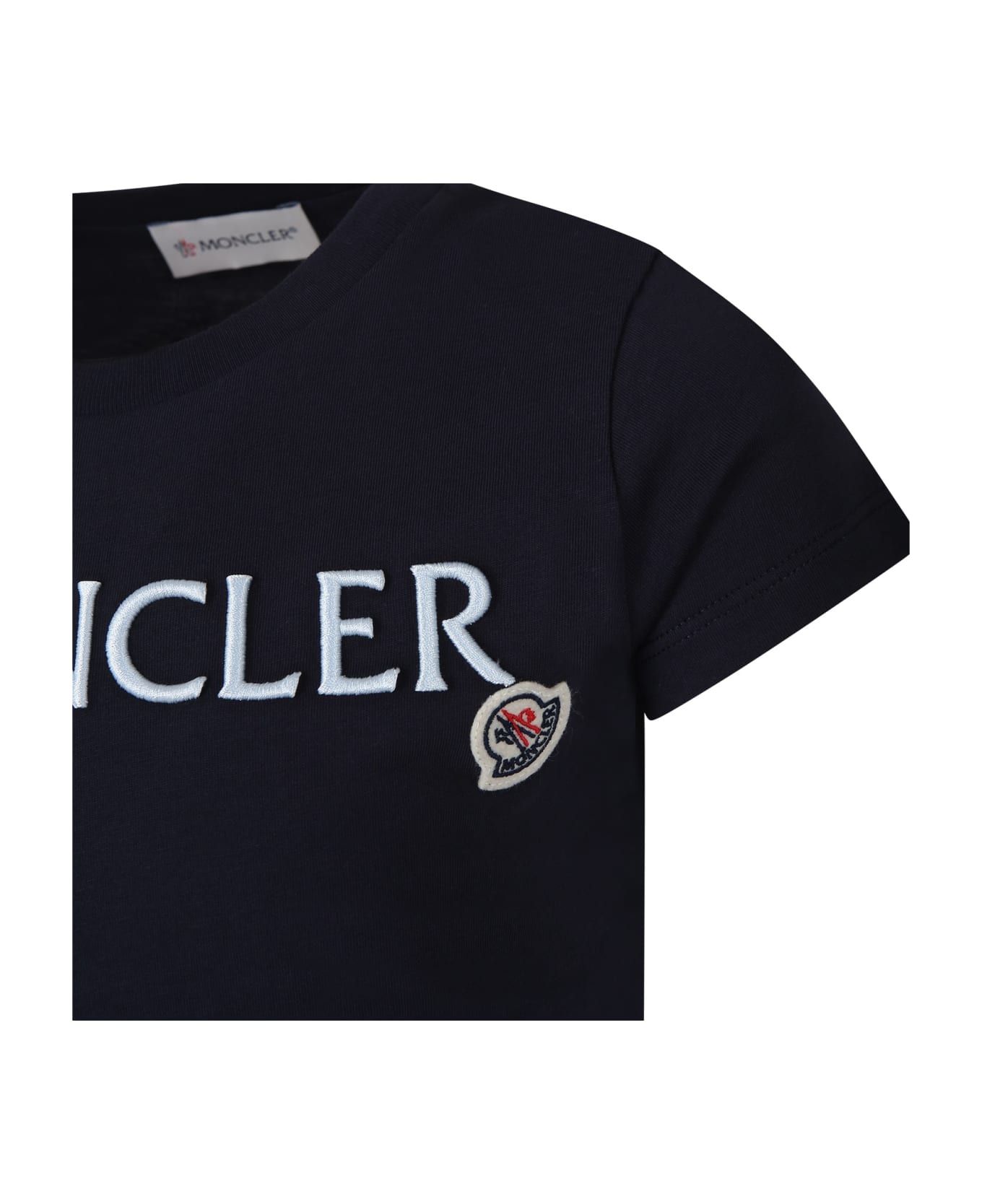 Moncler Blue T-shirt For Girl With Logo - Blue