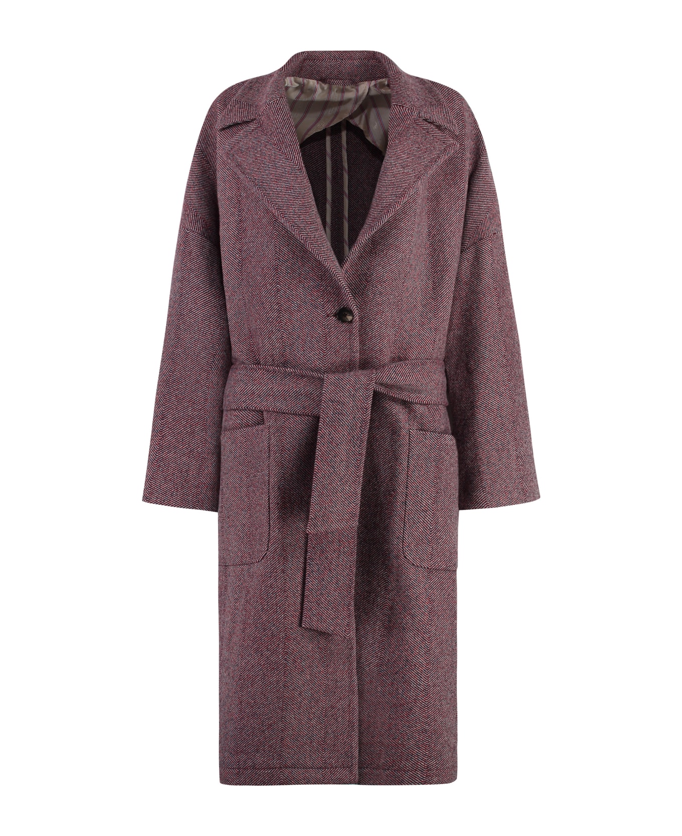 Etro Chevron Wool Coat - red