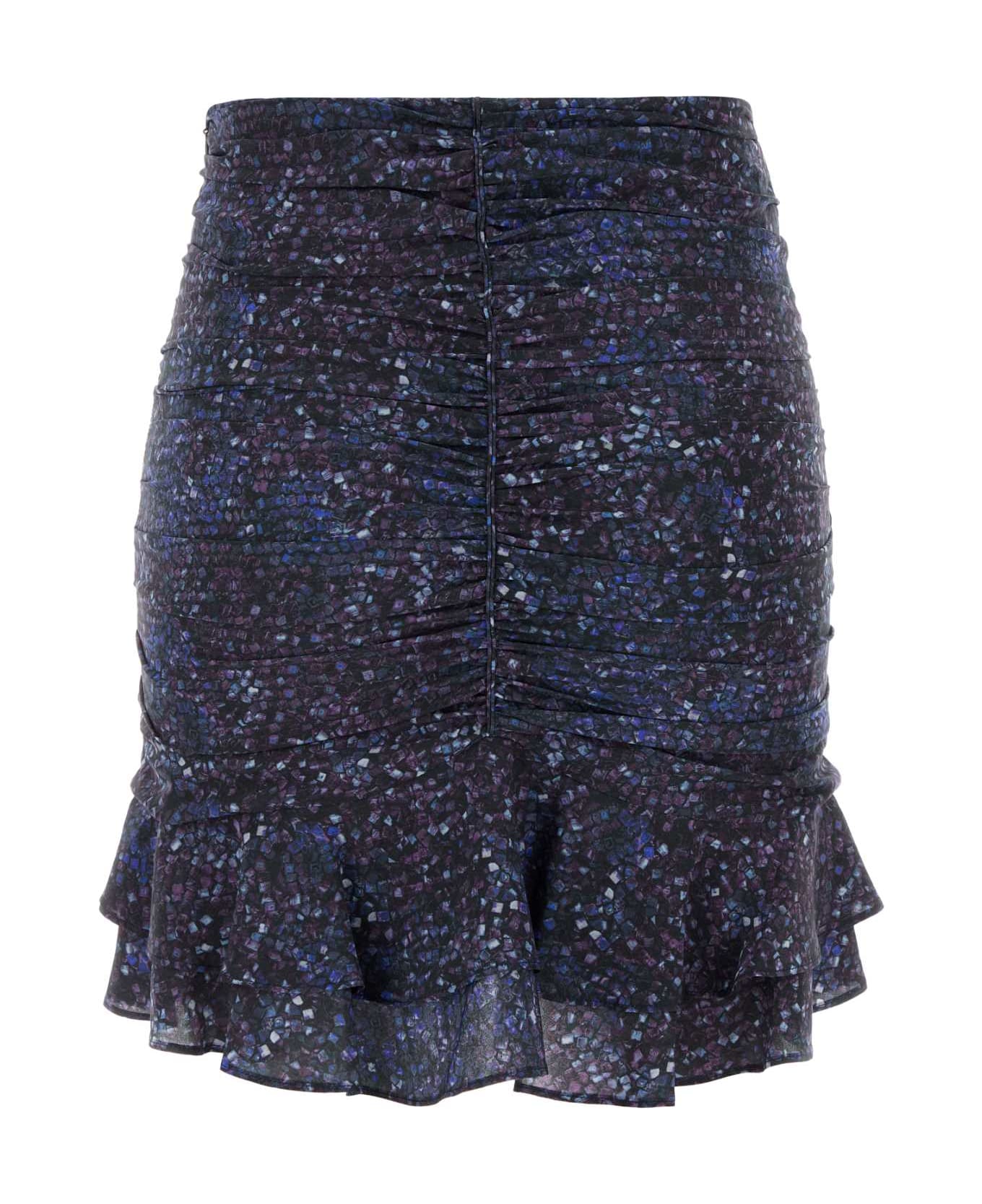Isabel Marant Printed Stretch Crepe Milendi Mini Skirt - MIDNIGHT