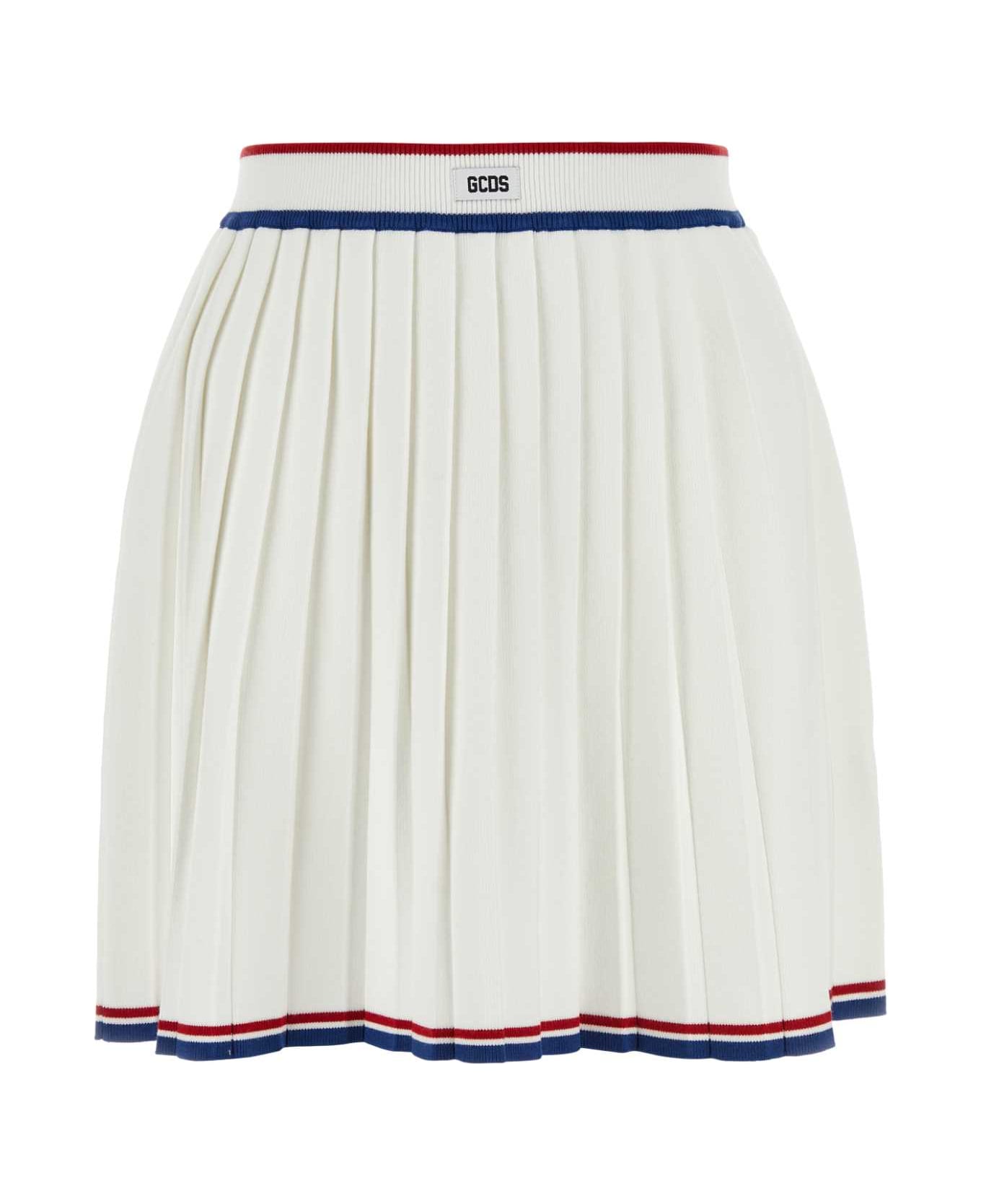 GCDS White Viscose Blend Mini Skirt - OFFWHITE