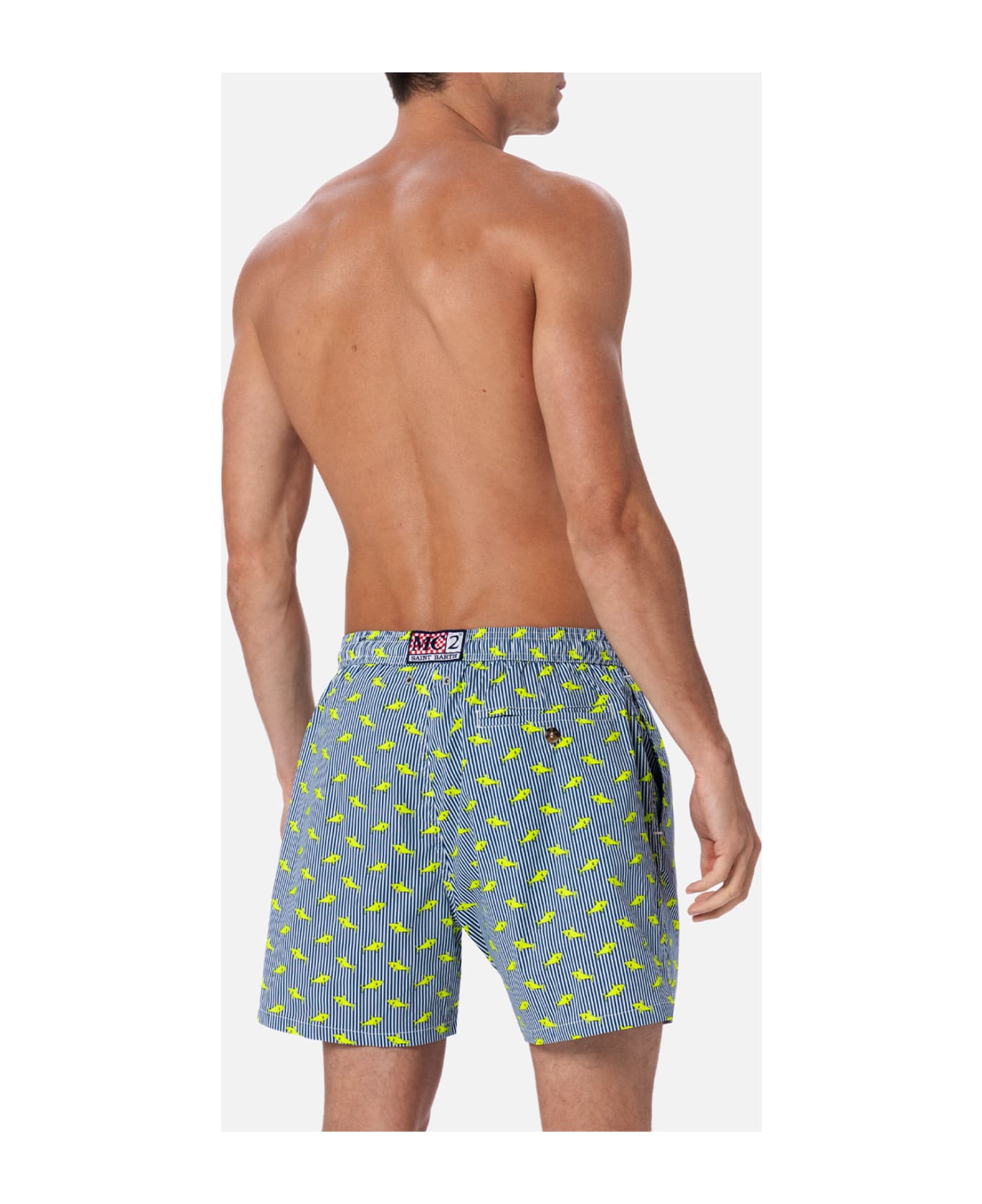 MC2 Saint Barth Comfort Light Classic Stretch Swim Shorts With Sharks Print - BLUE NAVY