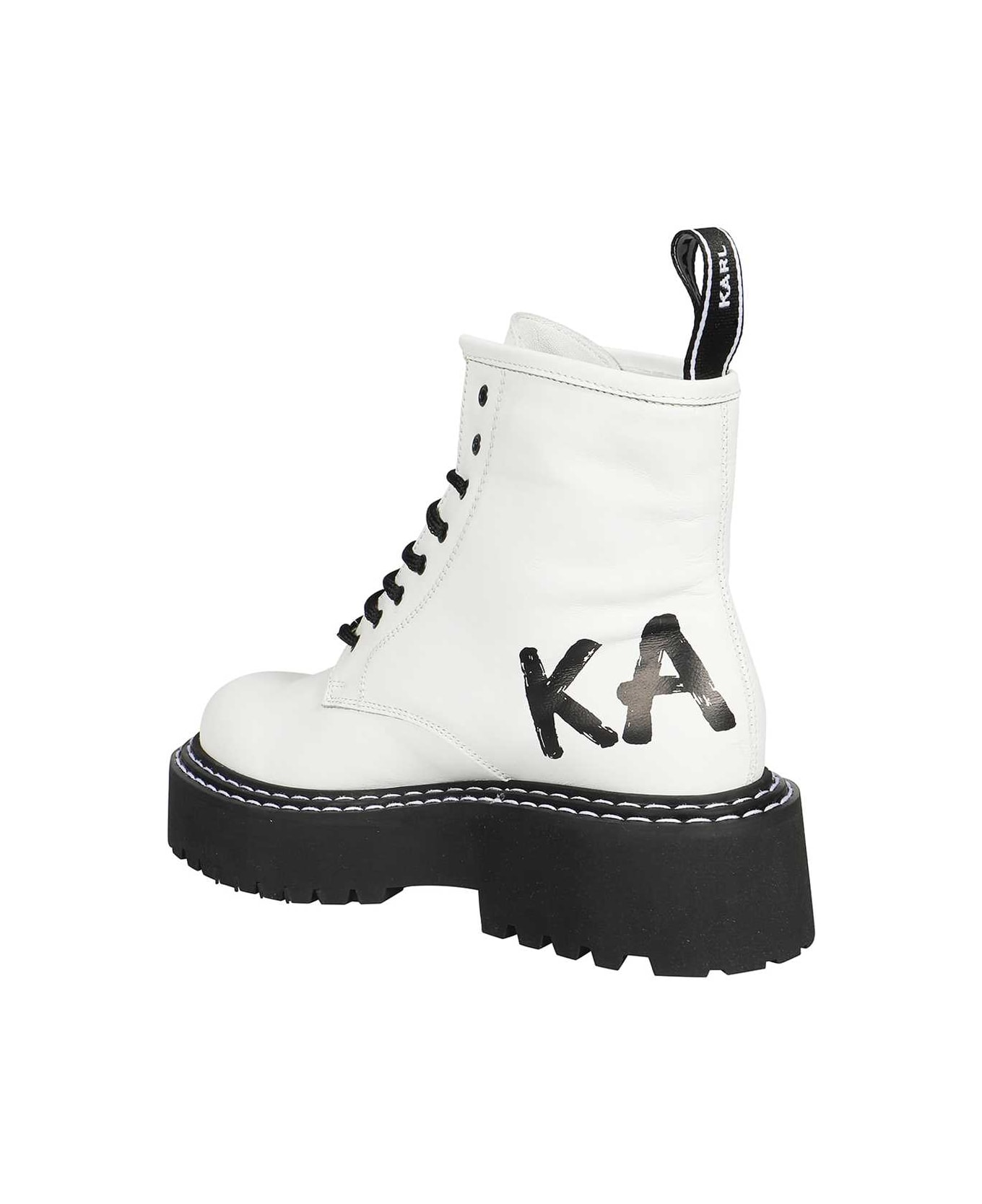 Karl Lagerfeld Lace-up Ankle Boots - White ブーツ