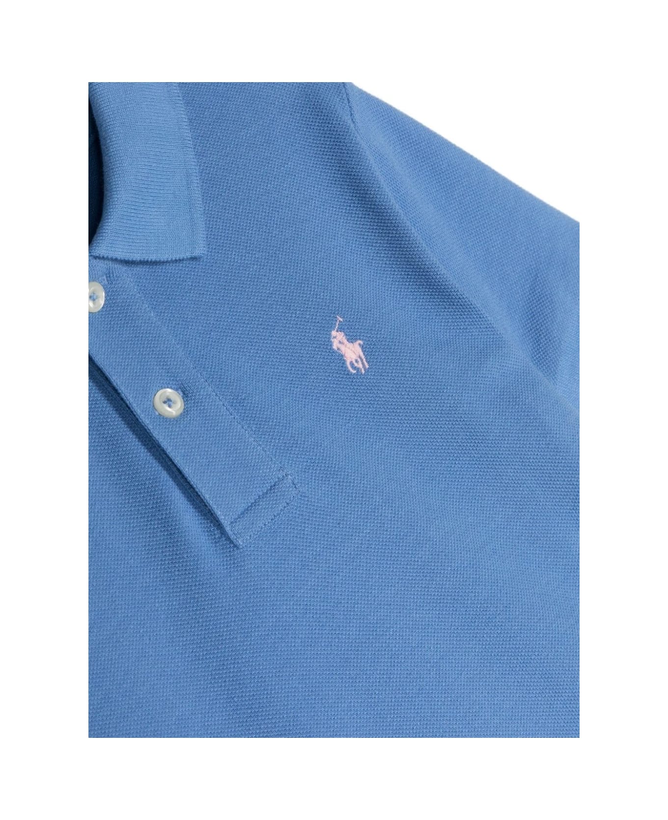 Ralph Lauren Cerulean Blue Short-sleeved Polo Shirt With Contrasting Pony - Azzurro