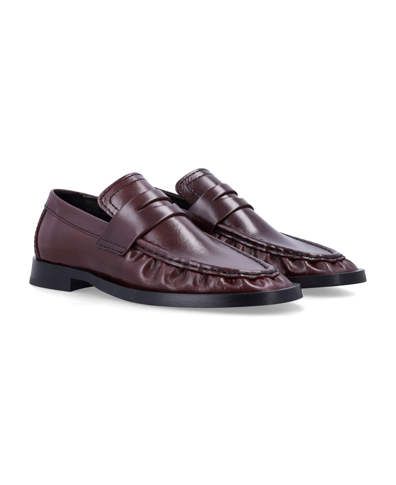 Miista Zita Bordeaux Leather Loafers - BURGUNDY