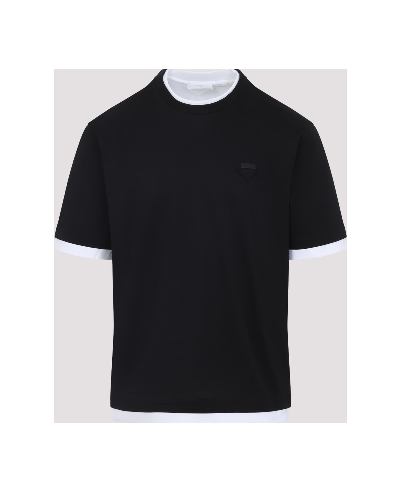 Prada Short Sleeves Crewneck T-shirt - Nero Bianco