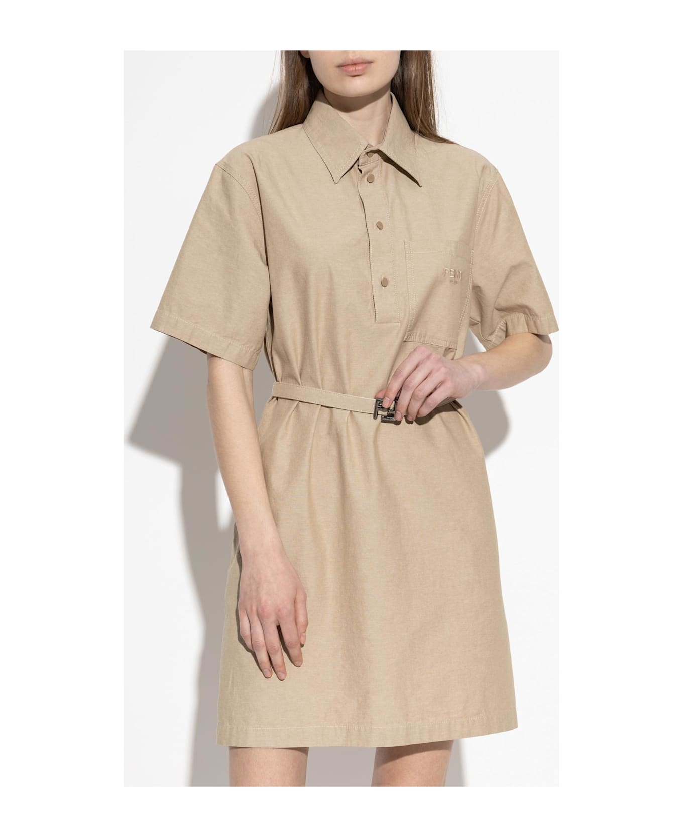 Fendi Dress With Belt - Beige