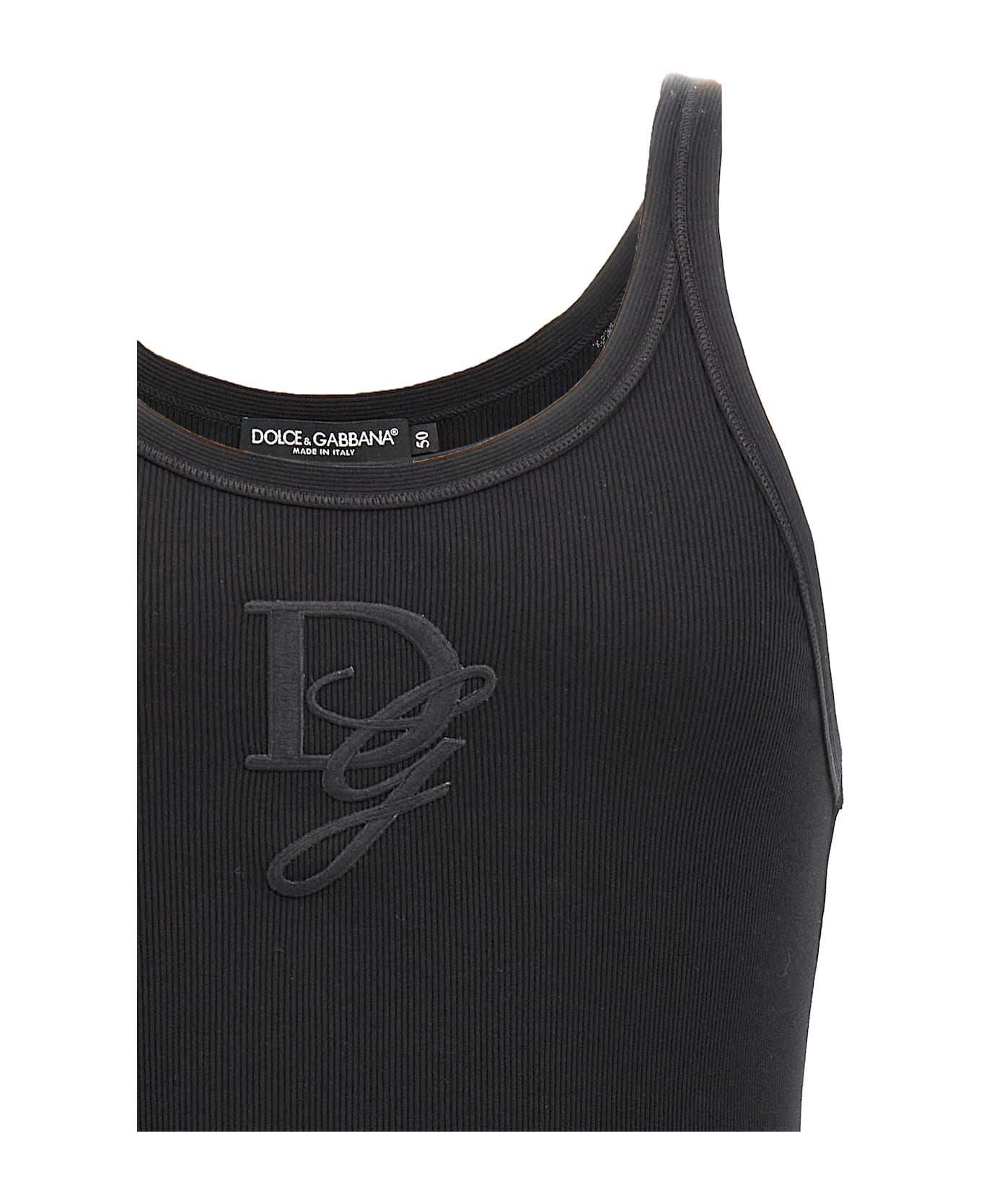 Dolce & Gabbana Logo Embroidery Tank Top - Black