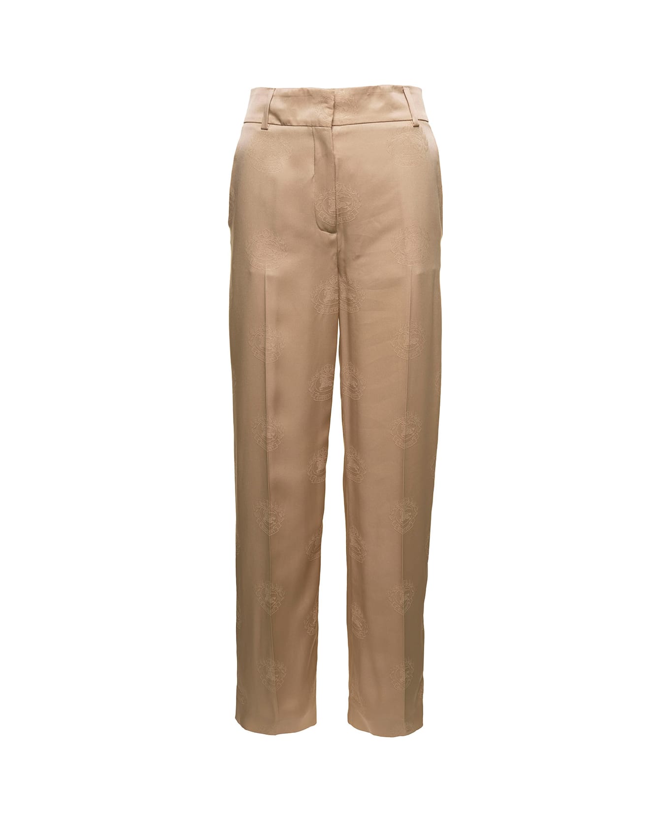 Burberry 'jane' Beige High-waisted Relaxed Pants In Silk Woman - Soft fawn ボトムス