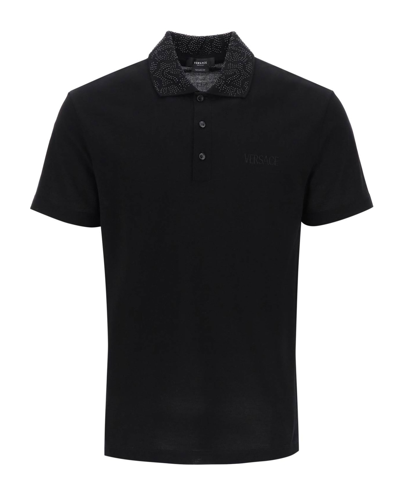 Versace Logo Sequin Polo Shirt - BLACK (Black) ポロシャツ