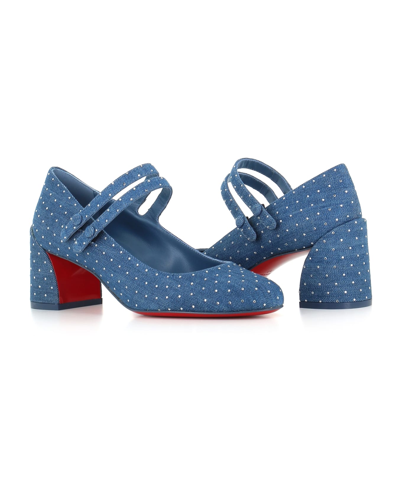 Christian Louboutin Décolletè Miss Jane Plum Strass 55 - Denim