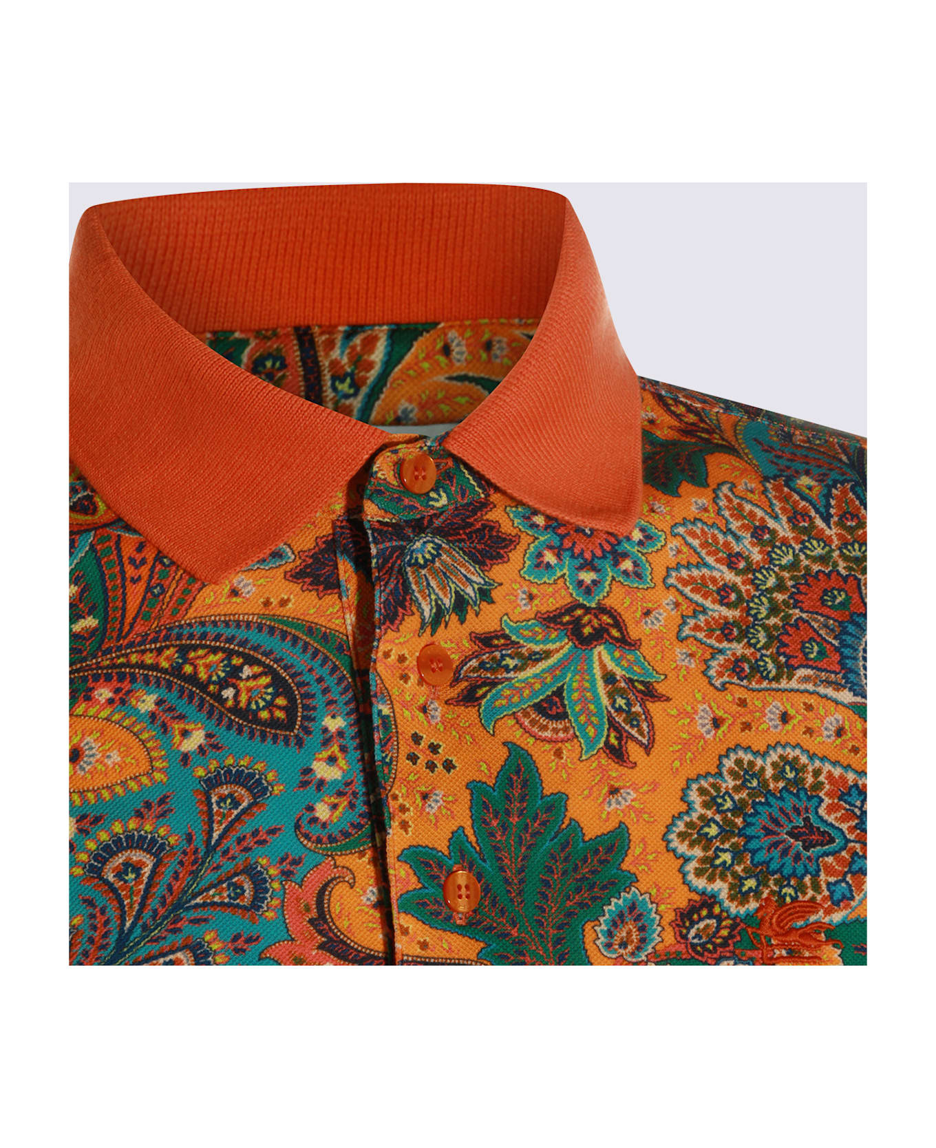 Etro Orange Cotton Polo Shirts - Orange