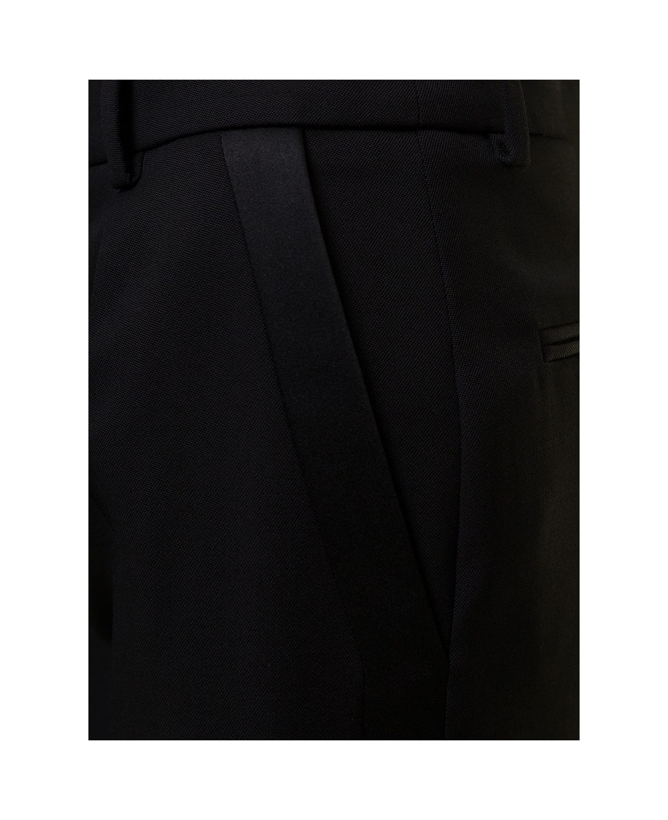 Saint Laurent Black Smart Straight Leg Pants In Wool Woman Saint Laurent - Black ボトムス