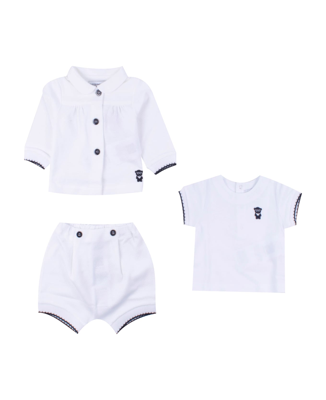Emporio Armani Cotton Jacket, T-shirt And Shorts - White