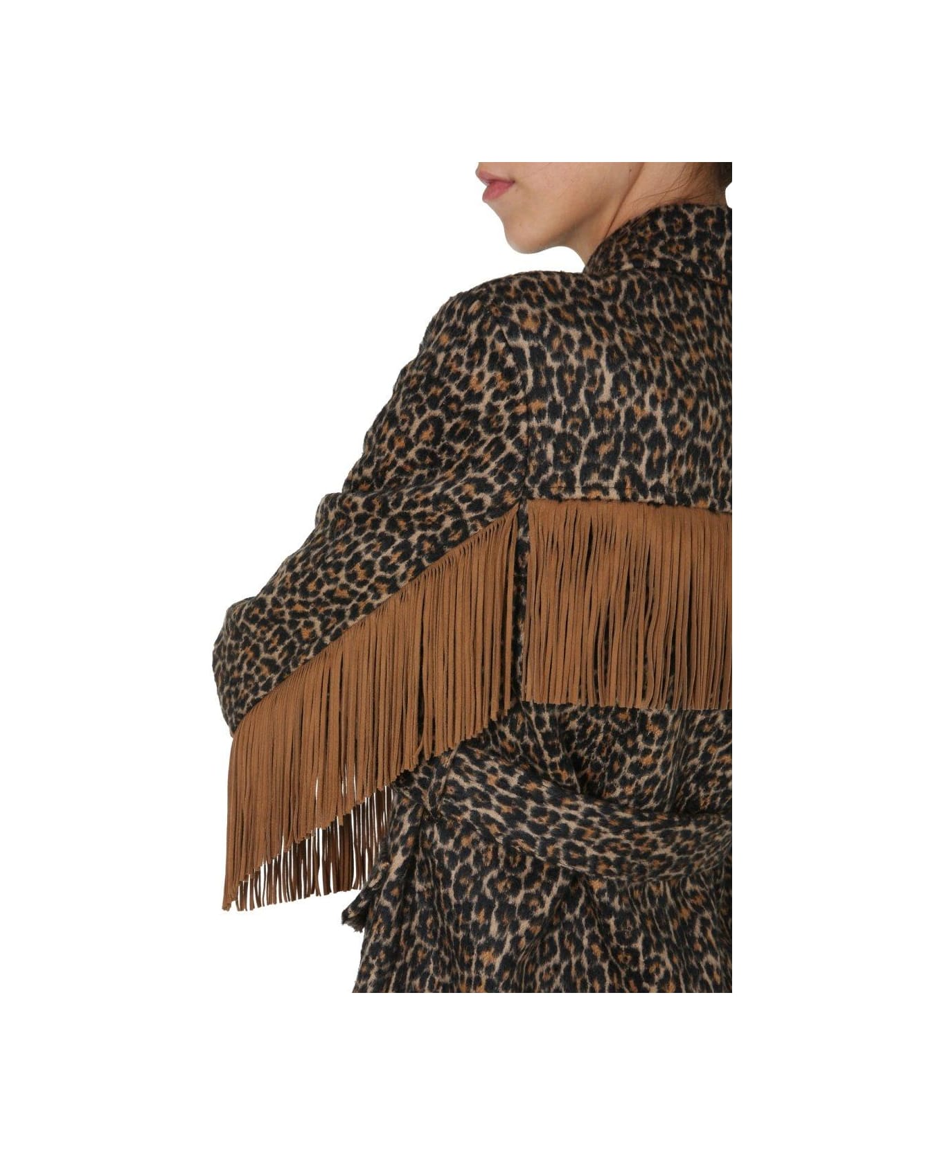Saint Laurent Leopard Print Fringed Jacket - ANIMALIER