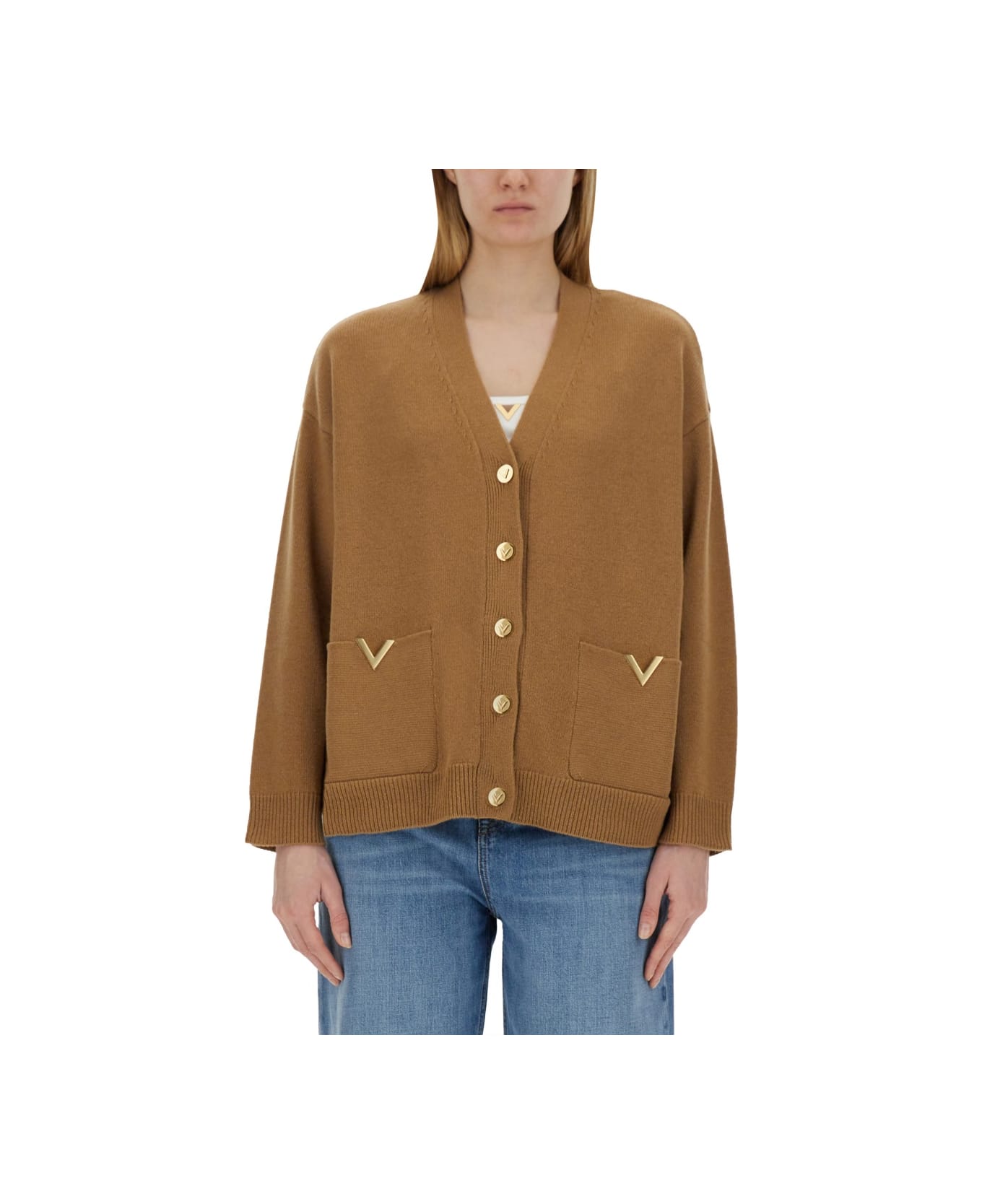 Valentino Wool Cardigan - BEIGE