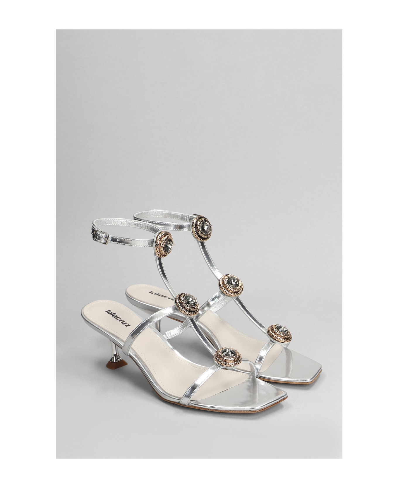 Lola Cruz Lya 95 Sandals In Silver Leather - silver