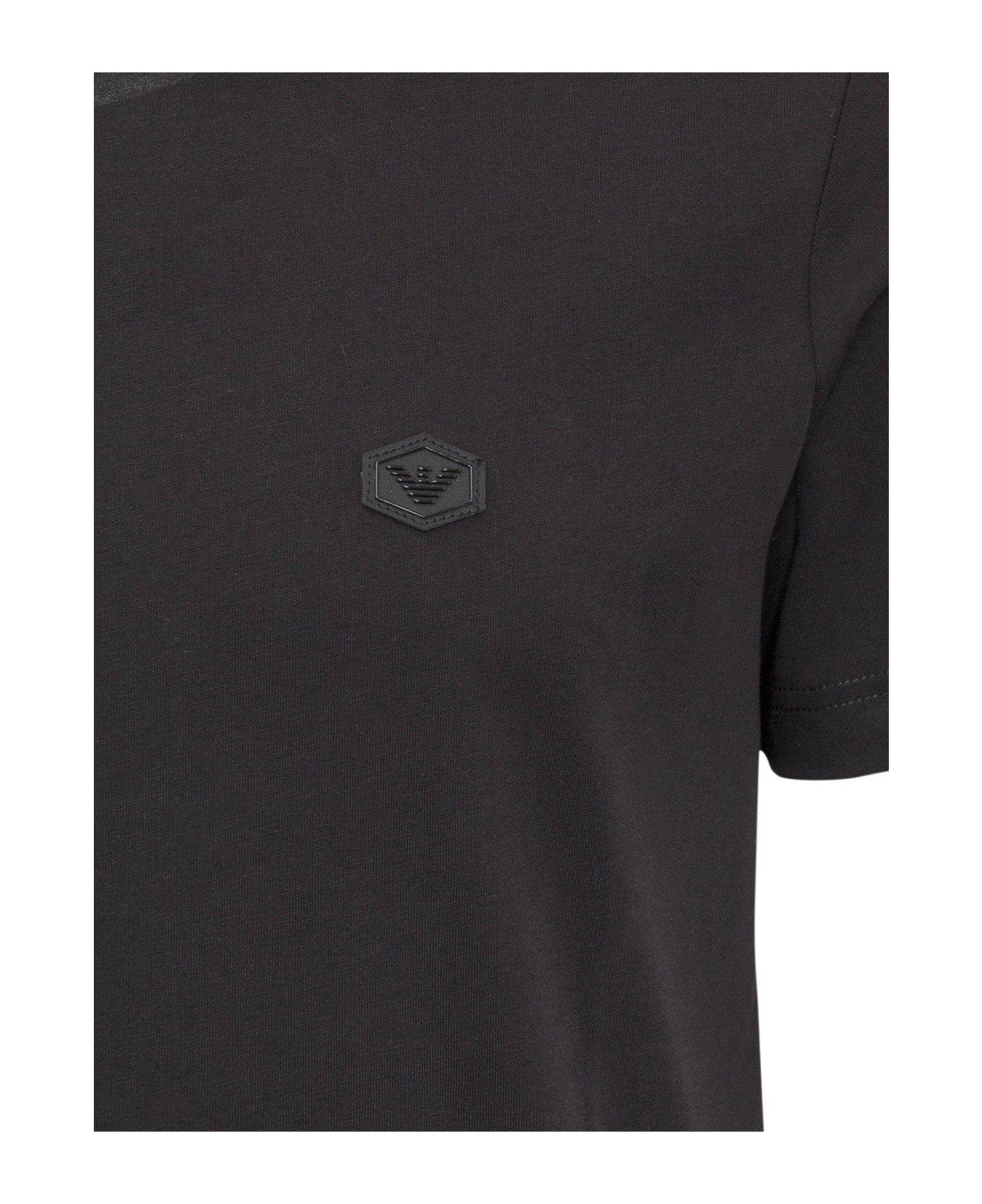 Emporio Armani Logo Patch Crewneck T-shirt - Black シャツ