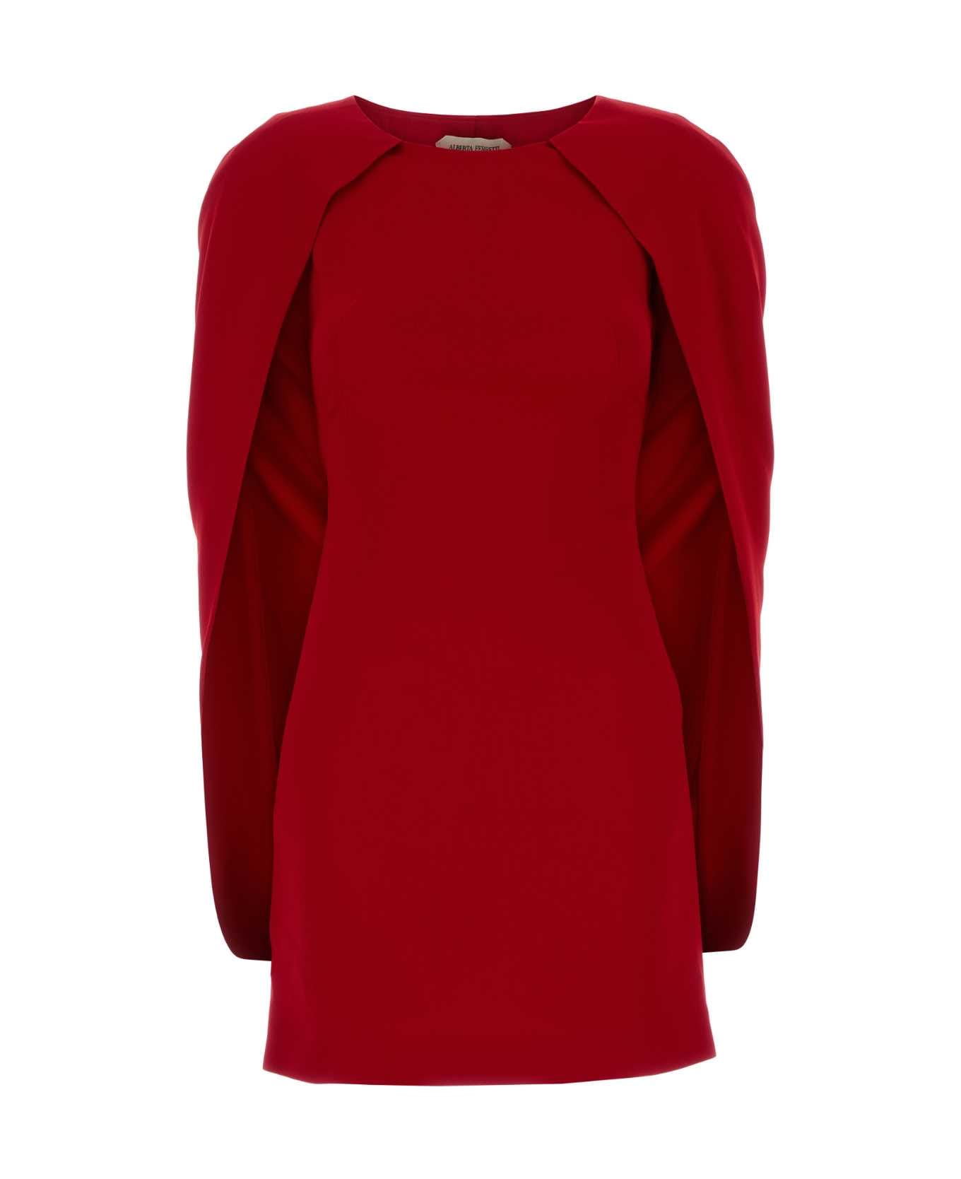 Alberta Ferretti Red Stretch Crepe Mini Dress - ROSSO