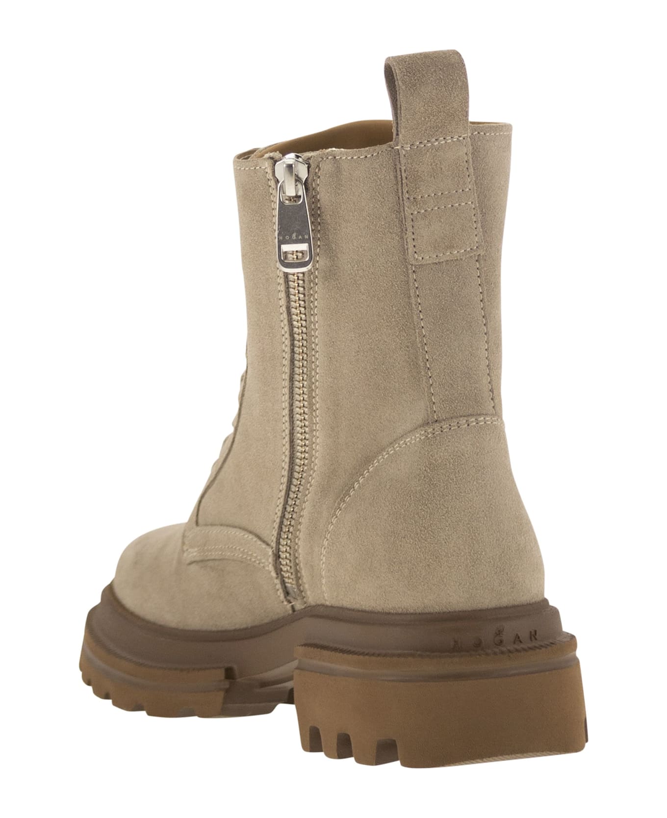 Hogan H674 - Suede Lace-up Boot - Beige