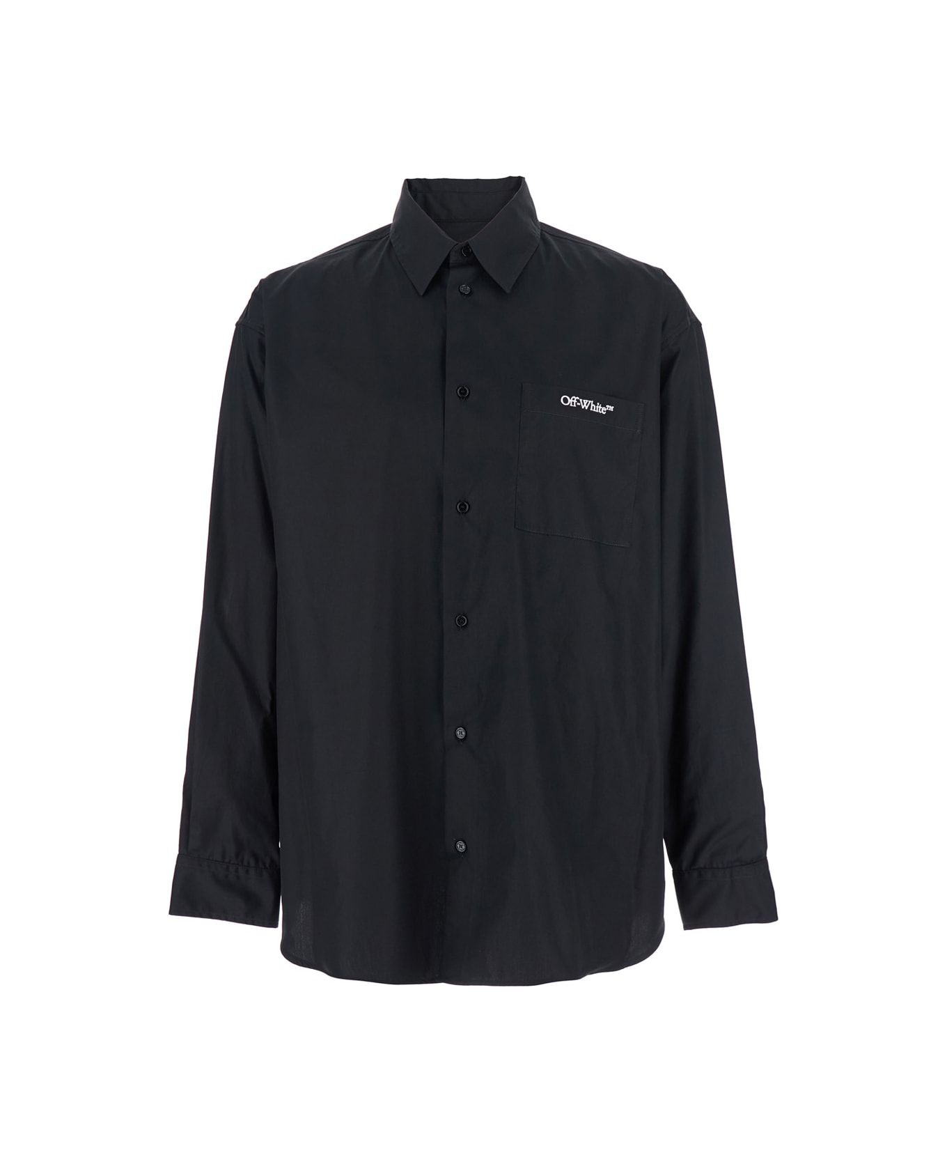 Off-White 
brush Arrow
 Black Shirt With Logo Lettering On The Front And Maxi Print On The Rear In Cotton Blend Woman - Black