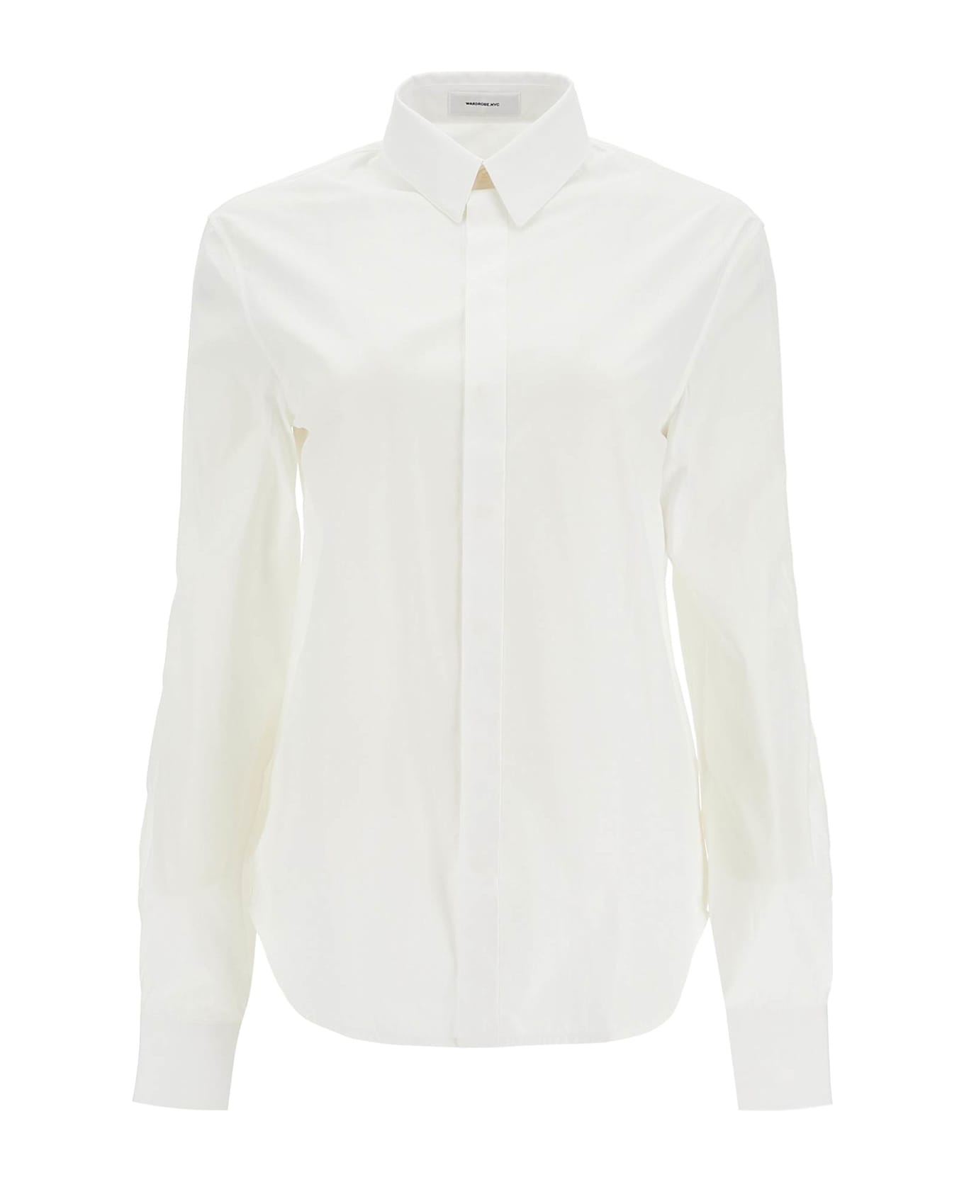 WARDROBE.NYC Flared Cotton Shirt For Women - WHITE (White)