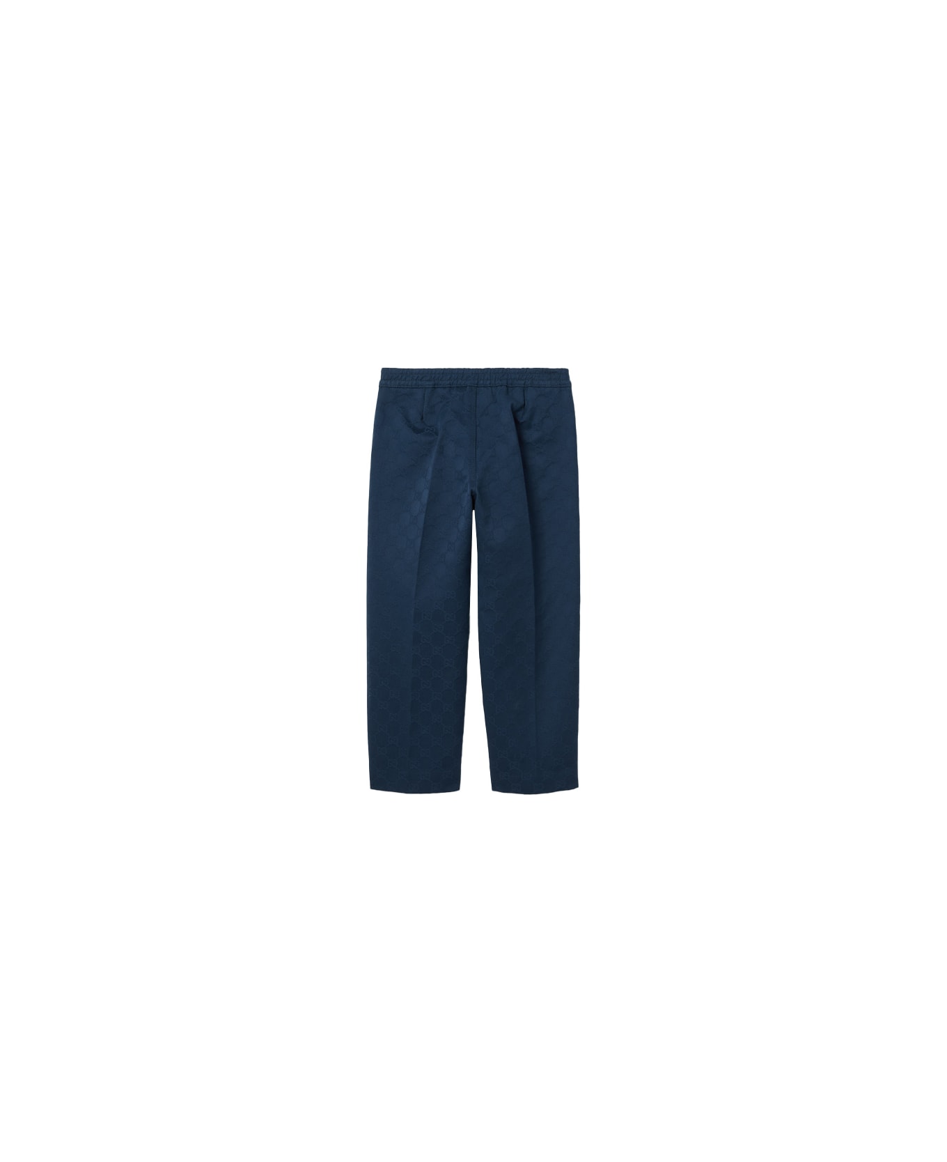 Gucci Dark Blue Trousers With Web Detail - Blue