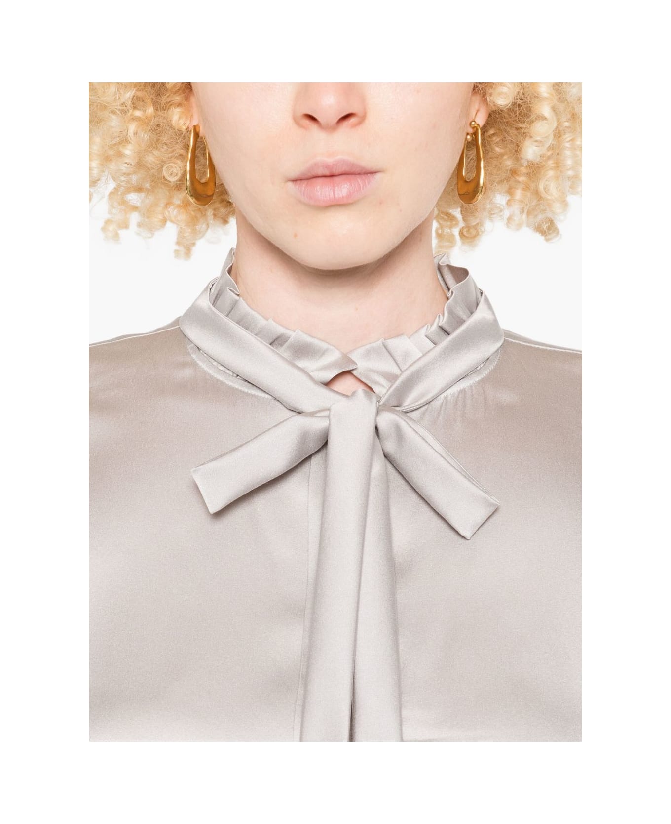 Max Mara Studio Max Mara Ruffled-neck Blouse - Grey