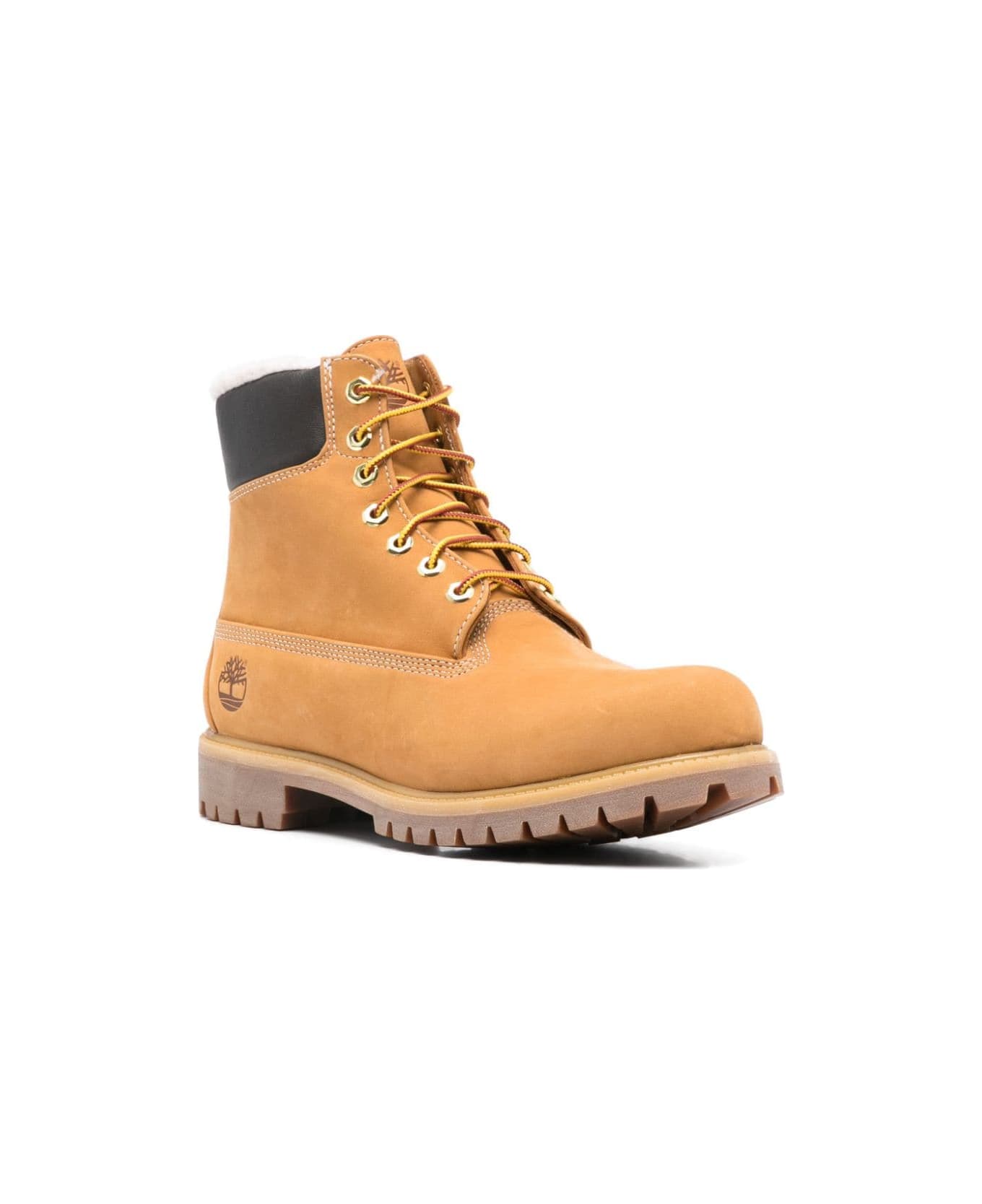 Timberland Laced Ankle Boot With Logo - Beige