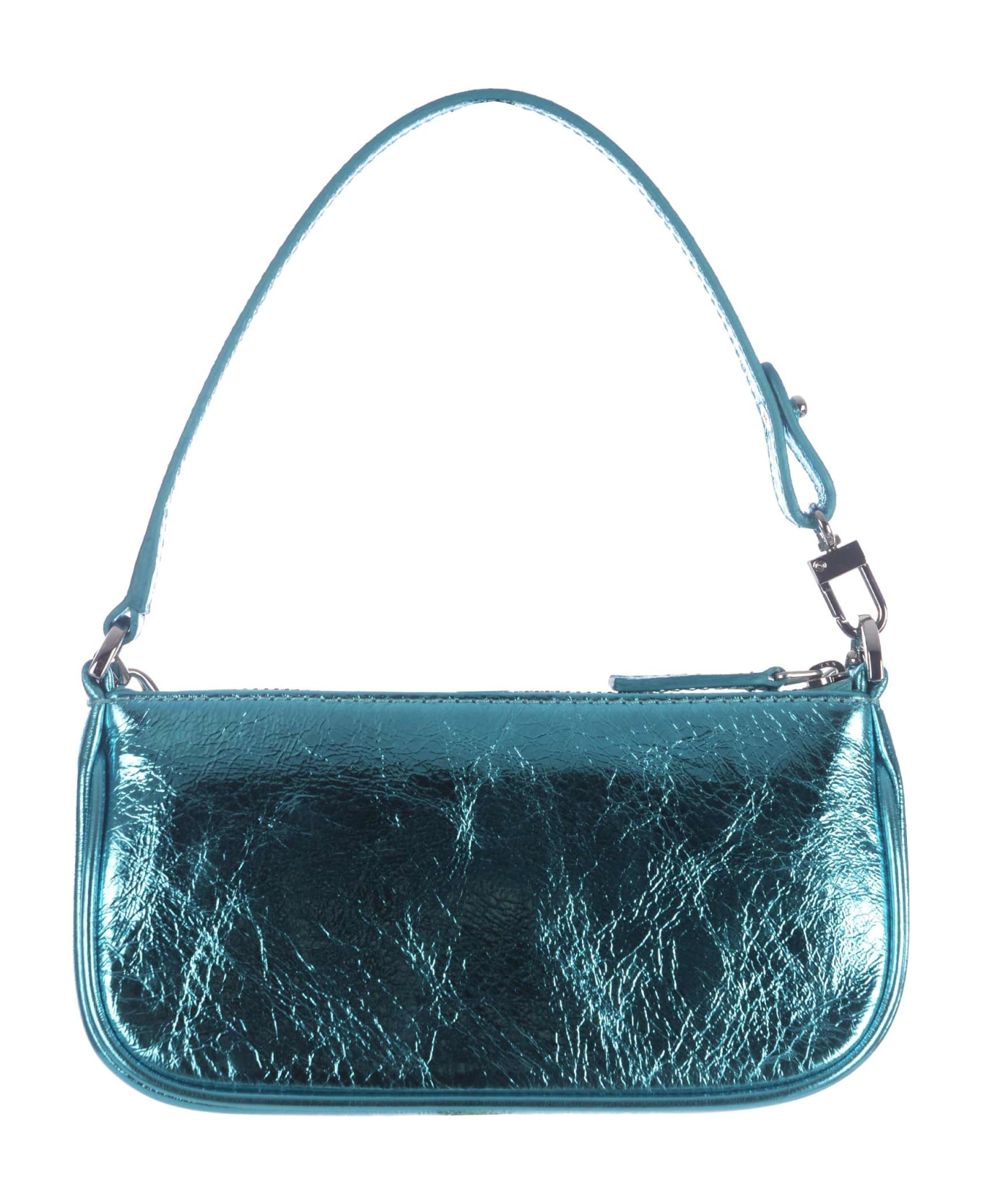 BY FAR Bag By Far "mini Rachel" In Metallic Leather - Azzurro