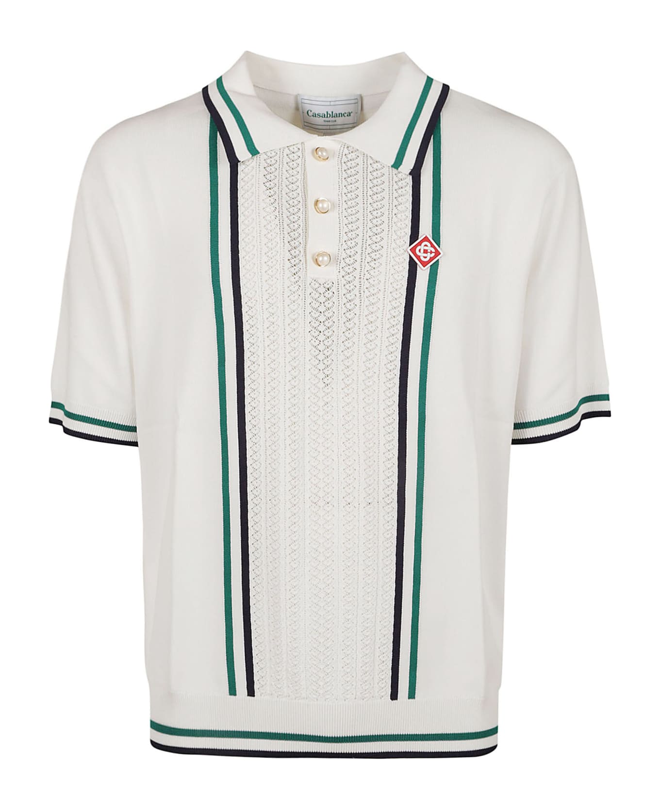 Casablanca Knit Pontelle Tennis Polo Shirt - White