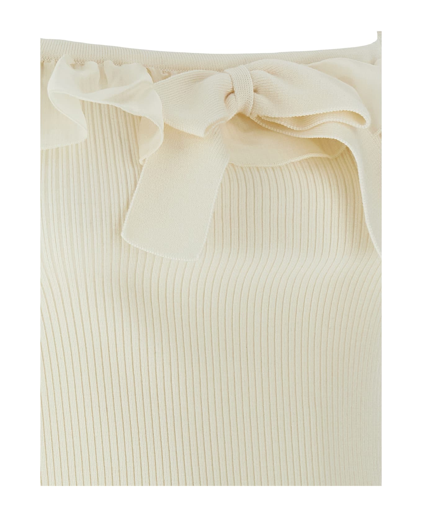 Alessandra Rich Ruffle Top - White