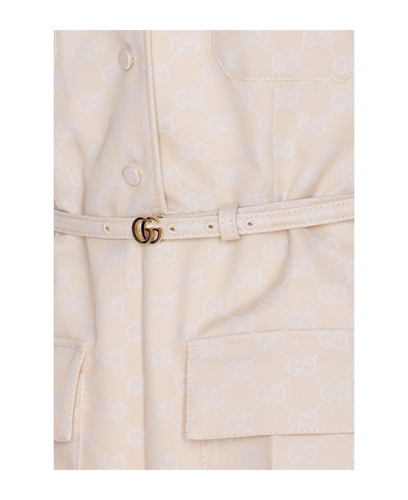 Gucci Gg Logo Jumpsuit - Beige