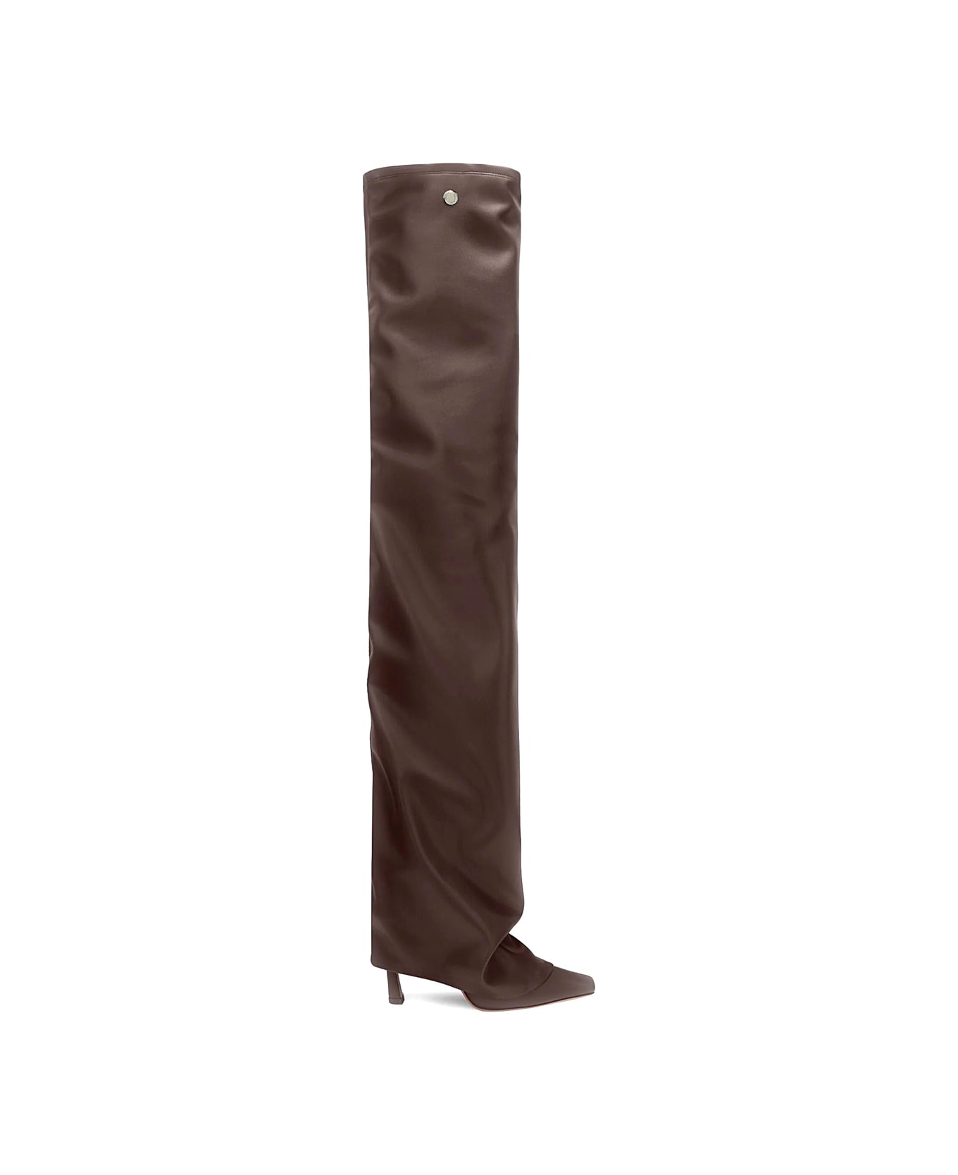 The Attico 'robin Okt' Brown Boots With High Stiletto Heel And Ruched Detail In Leather Woman - Brown
