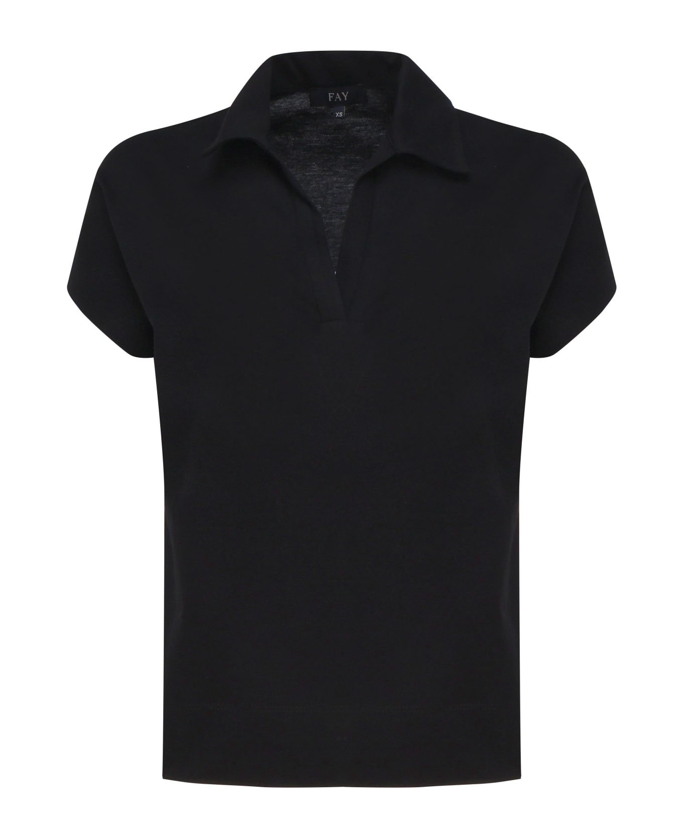Fay Short Sleeve Polo Shirt - Black ポロシャツ