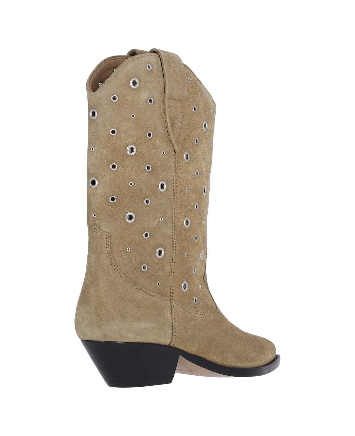 Isabel Marant Western Boots With Studs In Suede - Beige