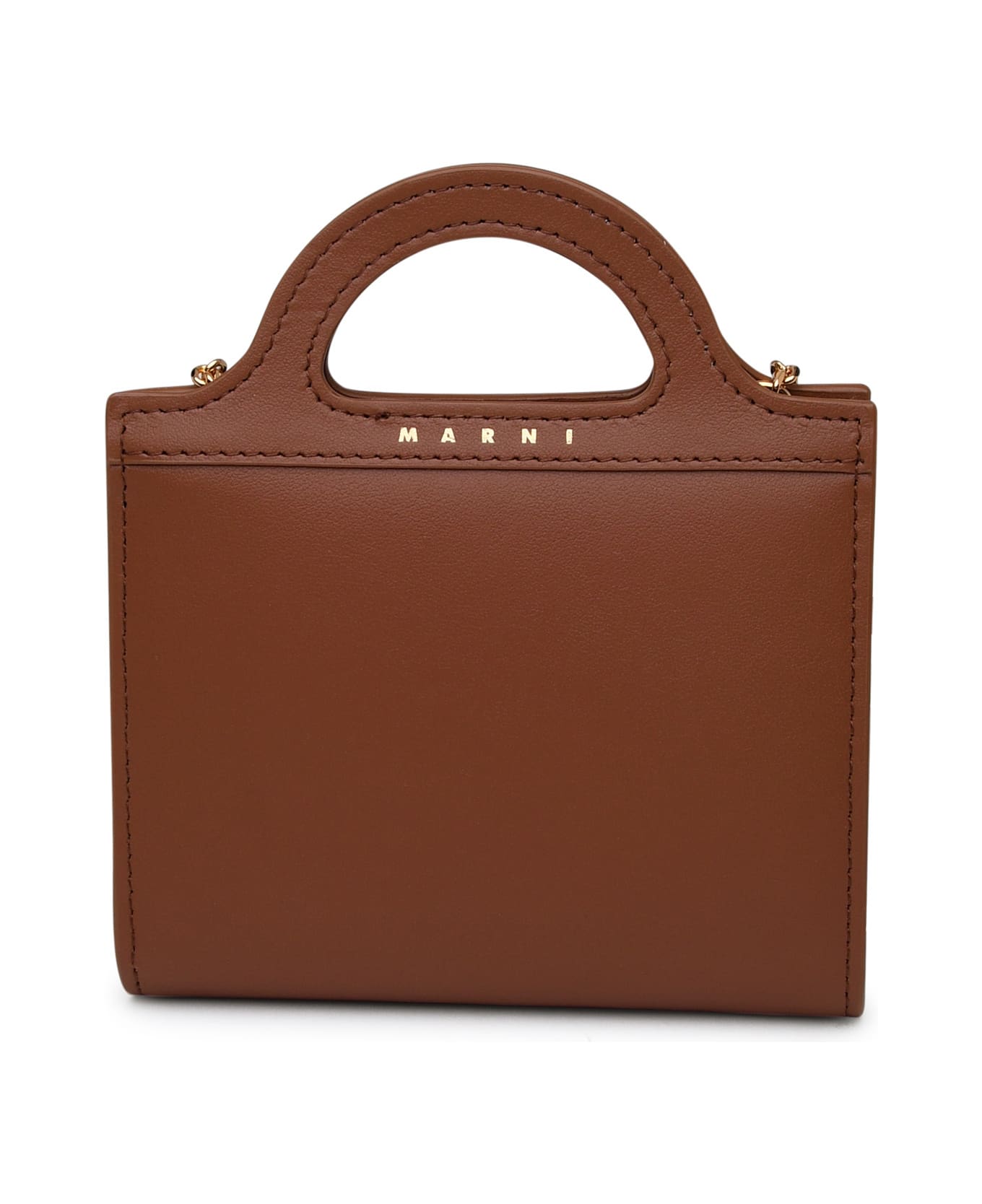 Marni Brown Leather Card Holder - Brown