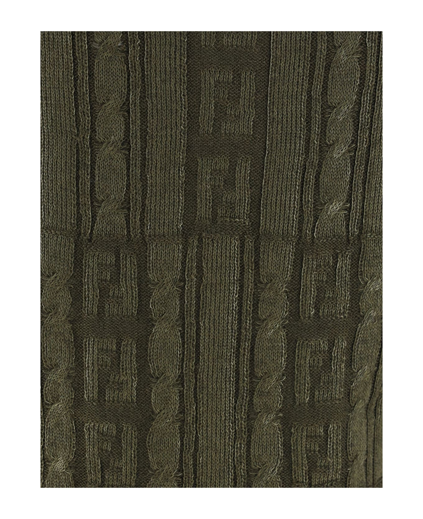 Fendi Army Green Wool Polo Shirt - GREEN