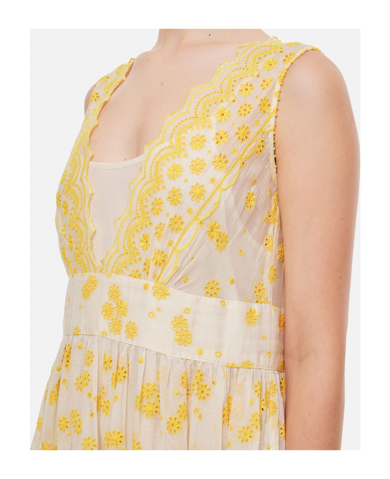 Péro San Gallo Embroidered Maxi Dress - Yellow ワンピース＆ドレス