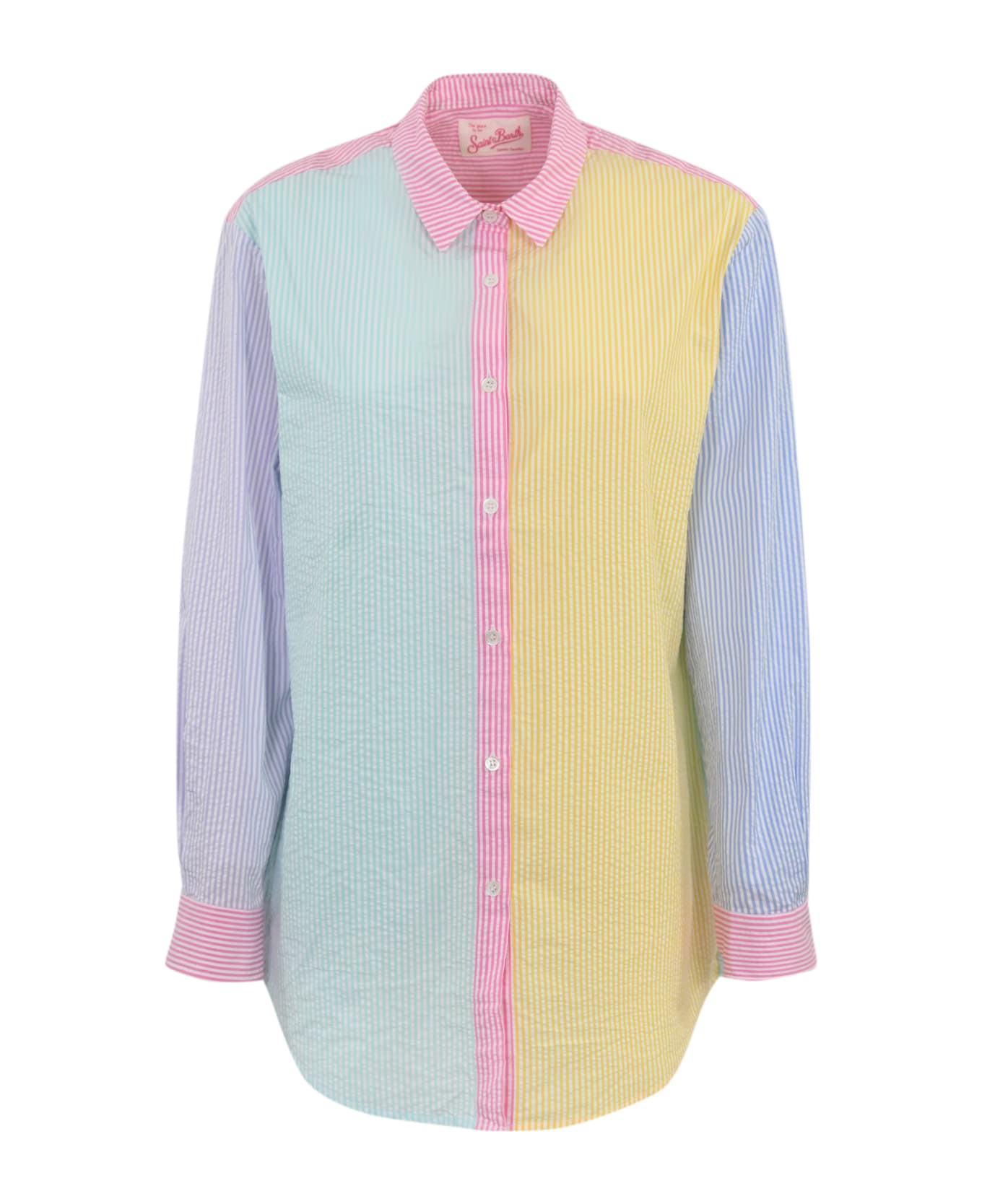 MC2 Saint Barth Brigitte Shirt In Seersucker Cotton - Multicolor