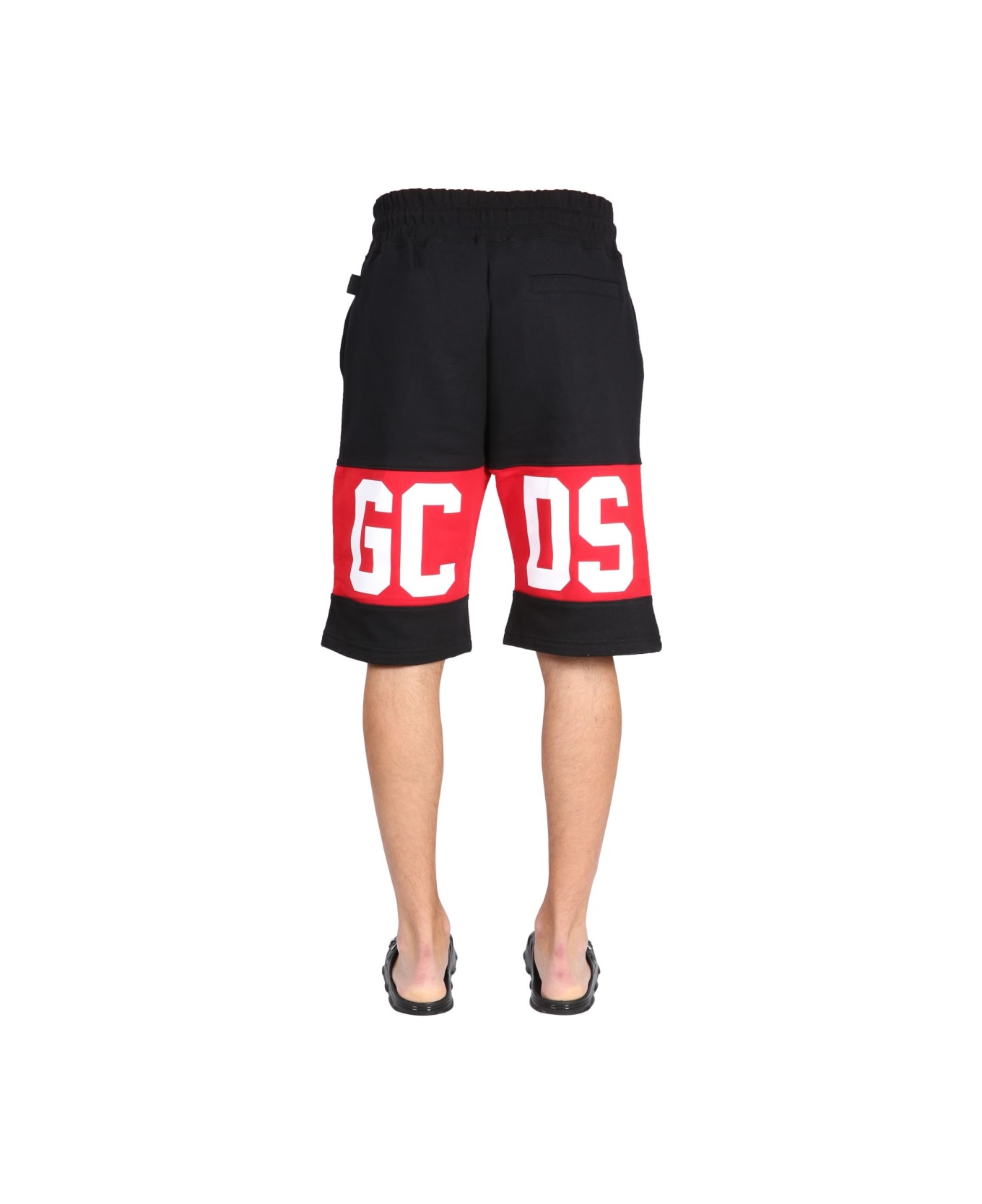 GCDS Bermuda Shorts With Logo Band - BLACK