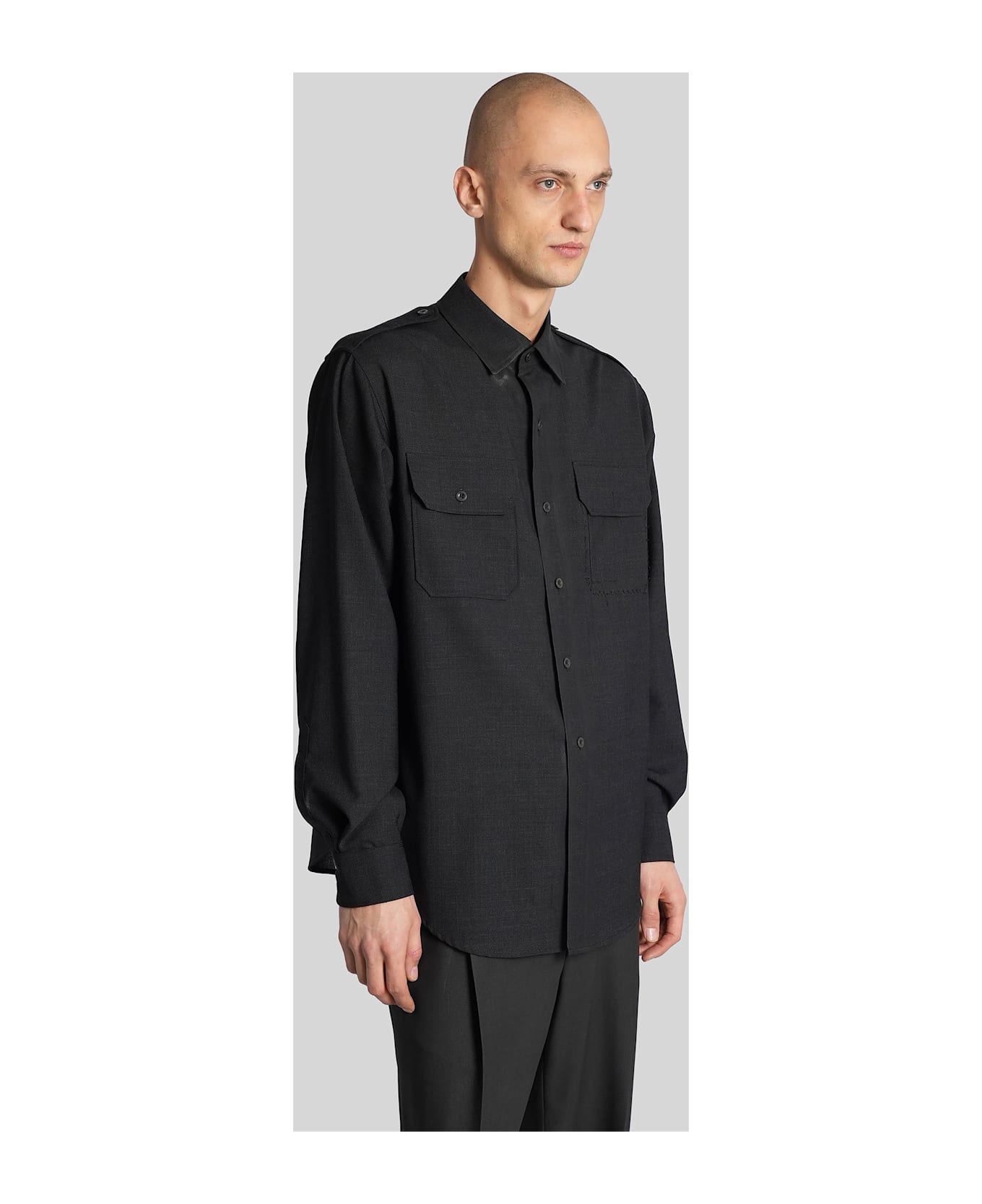 Maison Margiela Shirt In Black Wool - black