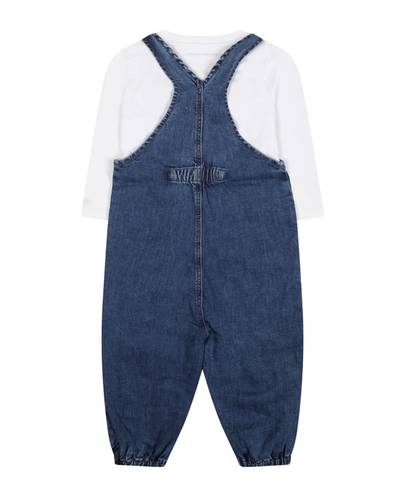 Tommy Hilfiger Denim Dungarees For Baby Boy With Iconic Flag - Denim