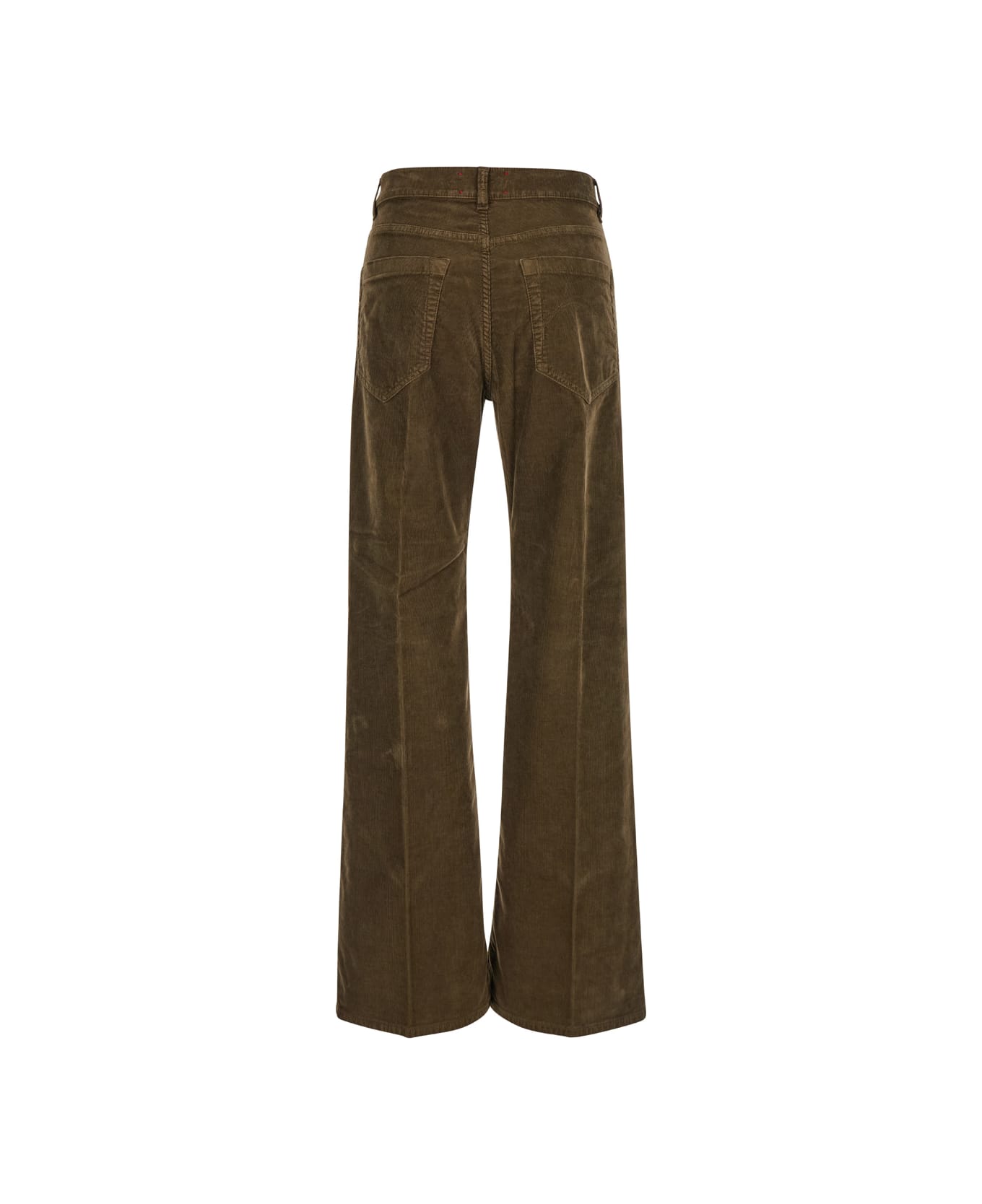 The Seafarer Brown Five-pocket Jeans In Courduroy Woman - Green