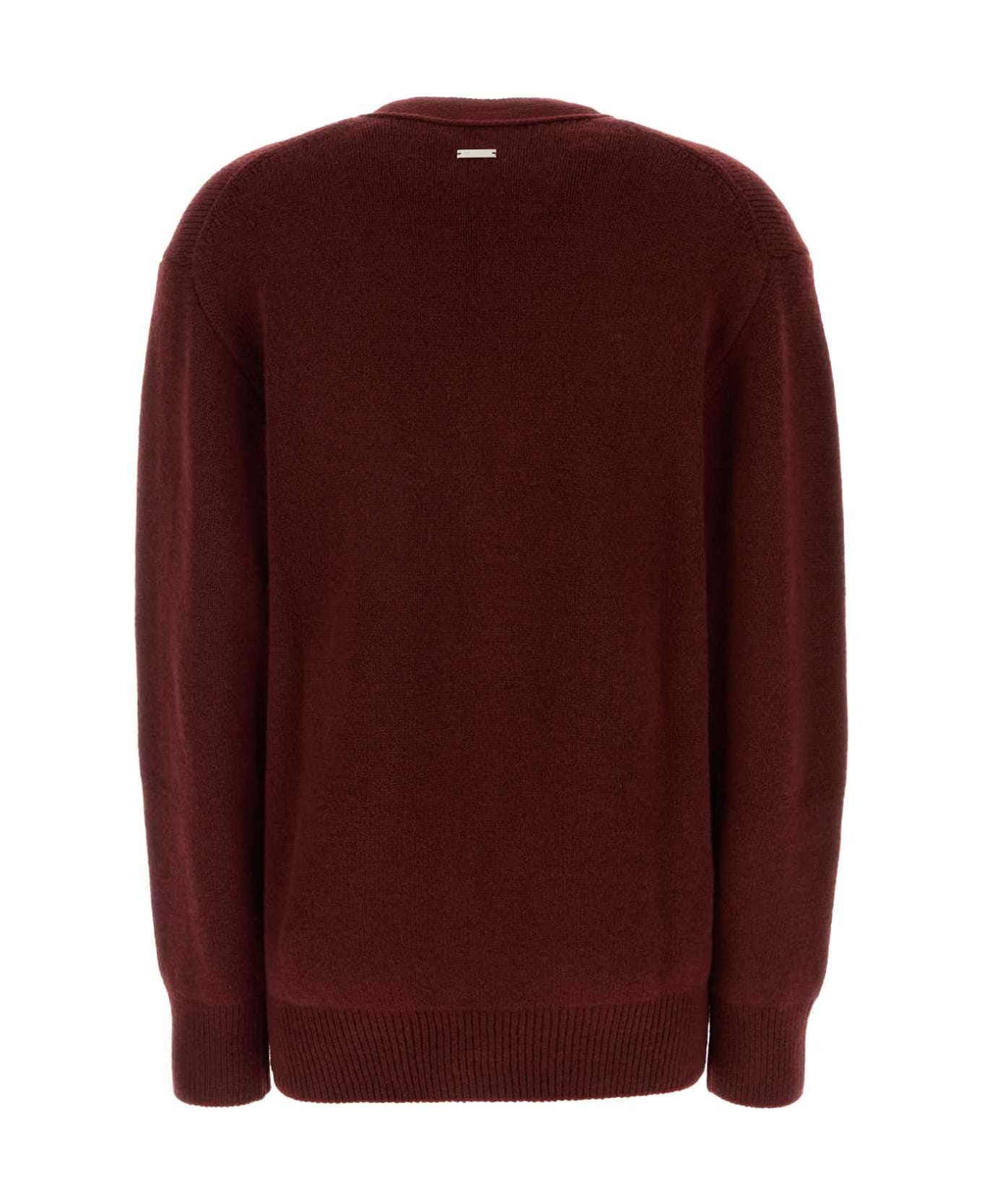 Ferragamo Burgundy Cashmere Blend Cardigan - BORDEAUX