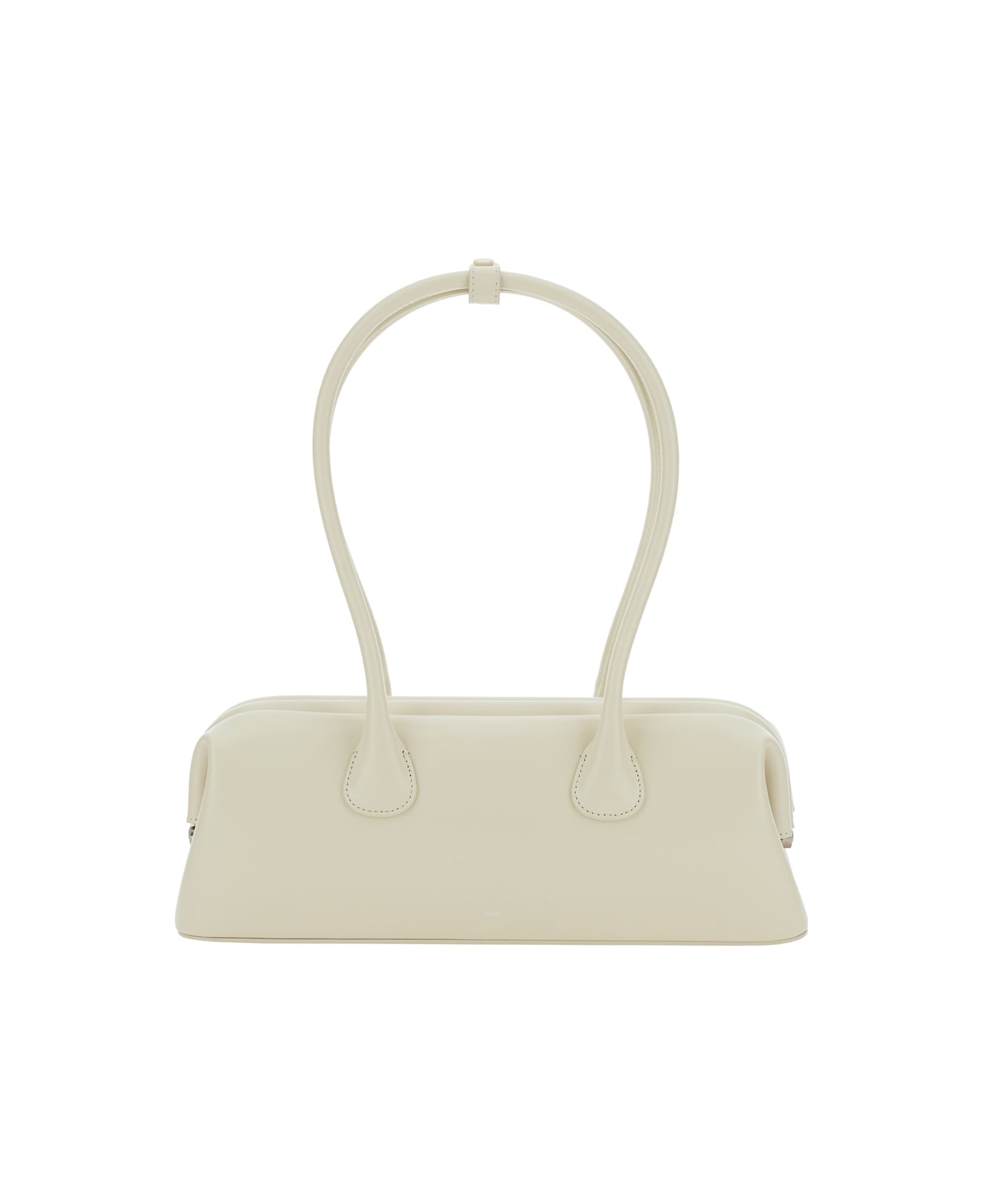 OSOI 'boat' White Shoulder Bag With Round Handles And Lettering Logo On The Front In Leather Woman - White