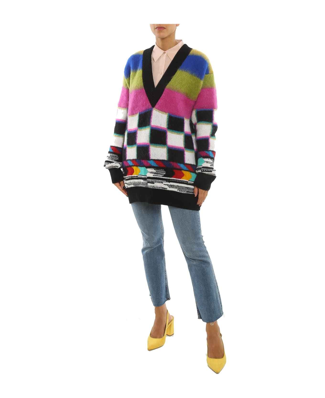 Dolce & Gabbana Color Block Long Sweater - Black