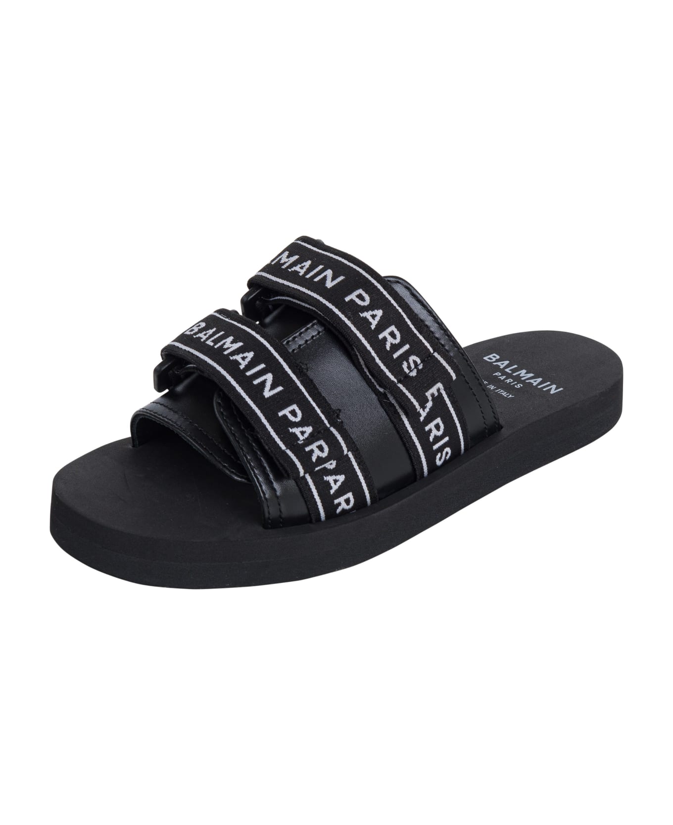 Balmain Slippers With Logo - Black