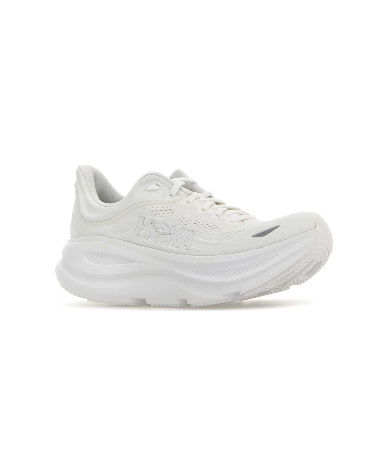 Hoka White Mesh Bondi 9 Sneakers - WHITEWHITE