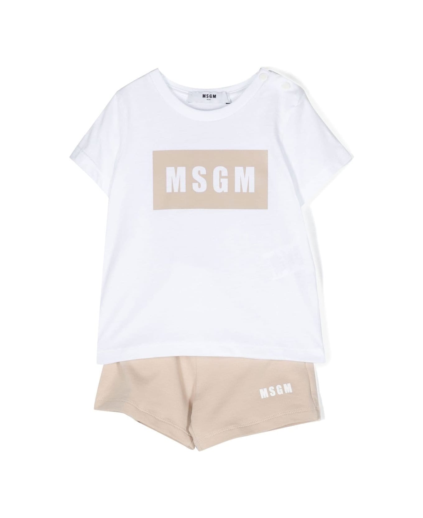 MSGM Completo Due Pezzi T-shirt E Shorts - White